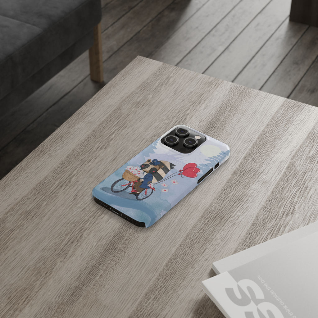 Whimsical Raccoon Slim Phone Case | Cute Animal Design | Perfect for Nature Lovers, Gifts, Birthdays, Valentines Day, Everyday Use