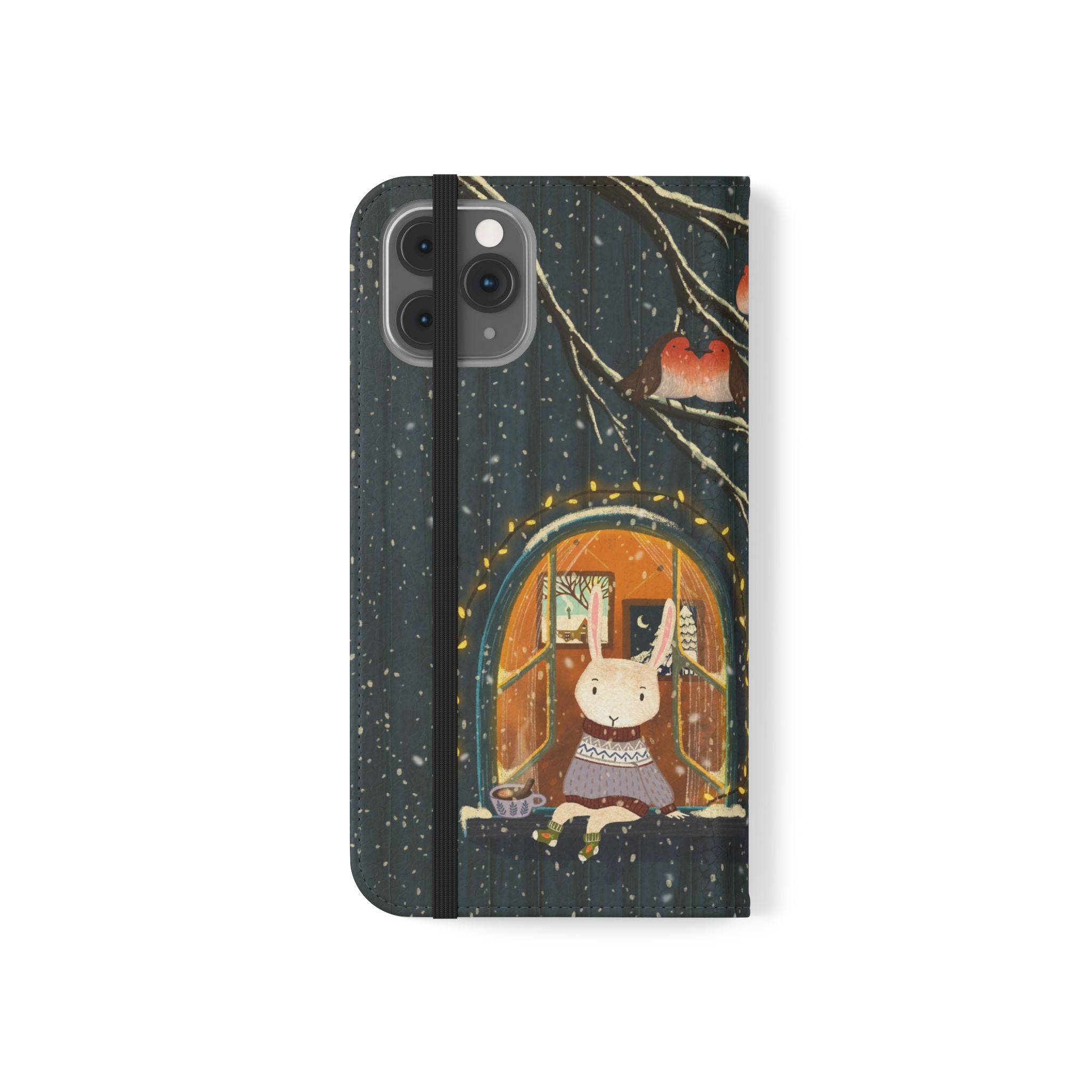 Cozy Winter Cottage Wallet Case, Cute Animals Flip Cover, Vegan Leather, Cozy Vibes, Gift Idea for iPhone 11 12 13 14 15 16, Galaxy S21 S22