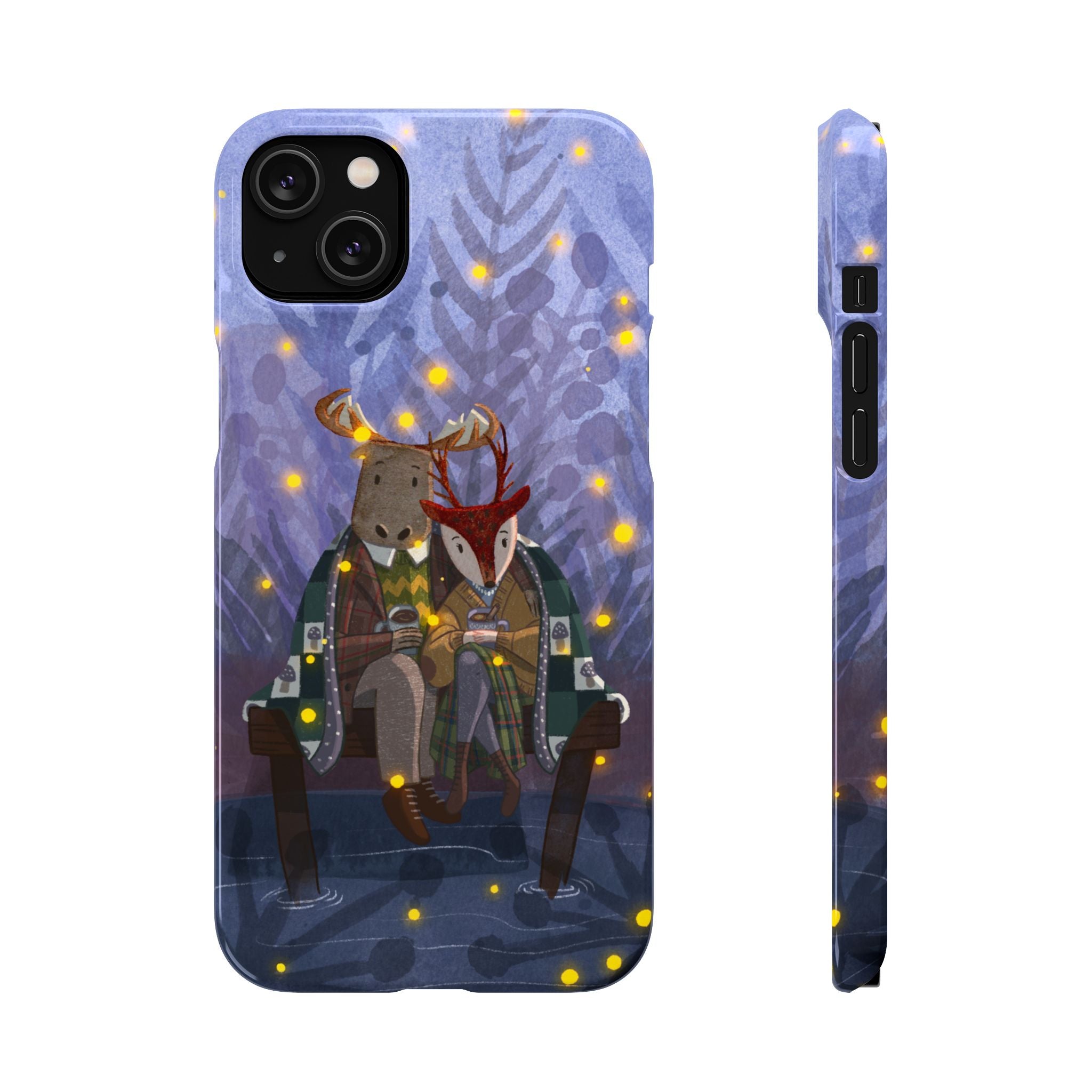 Whimsical Animal Lovers Snap Cases - Cozy Phone Protection, Gift for Nature Lovers, Holiday Decor, Cute Character Design, Animal Couple