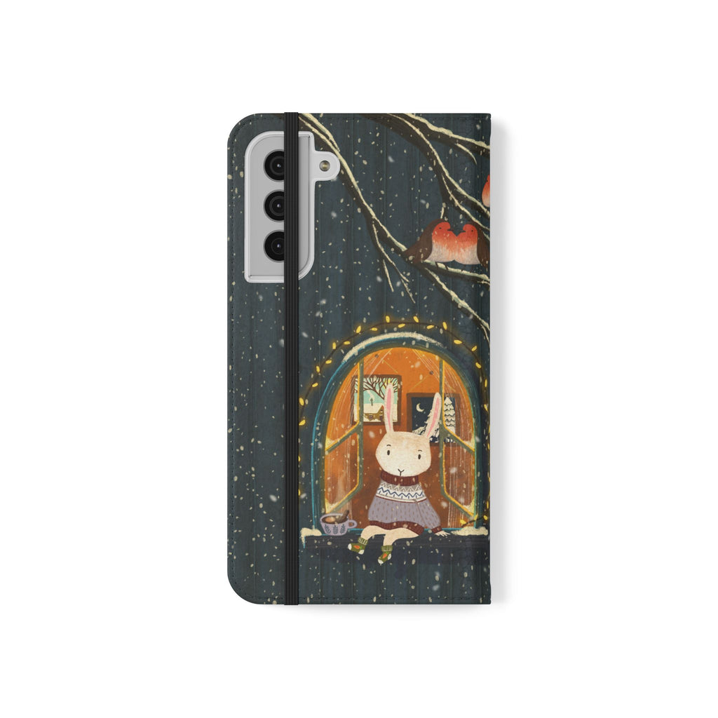 Cozy Winter Cottage Wallet Case, Cute Animals Flip Cover, Vegan Leather, Cozy Vibes, Gift Idea for iPhone 11 12 13 14 15 16, Galaxy S21 S22