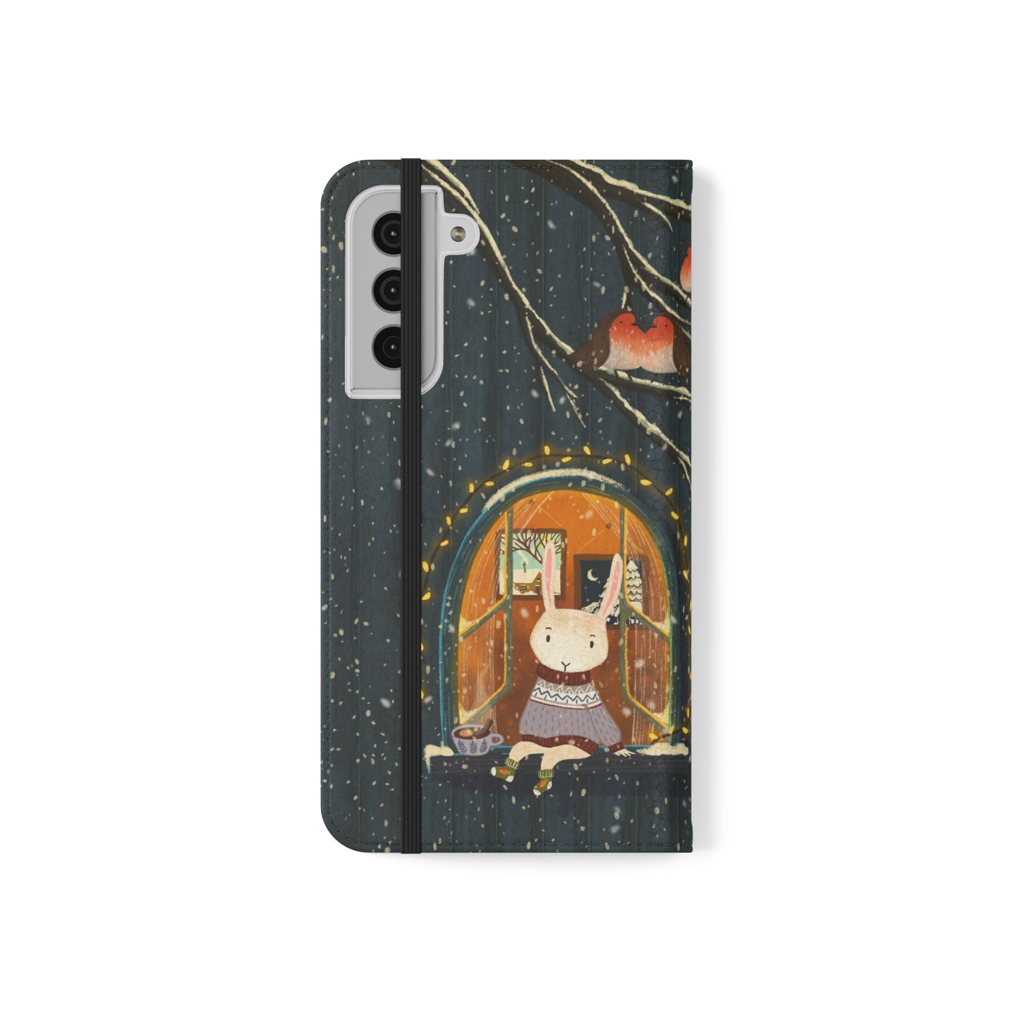 Cozy Winter Cottage Wallet Case, Cute Animals Flip Cover, Vegan Leather, Cozy Vibes, Gift Idea for iPhone 11 12 13 14 15 16, Galaxy S21 S22