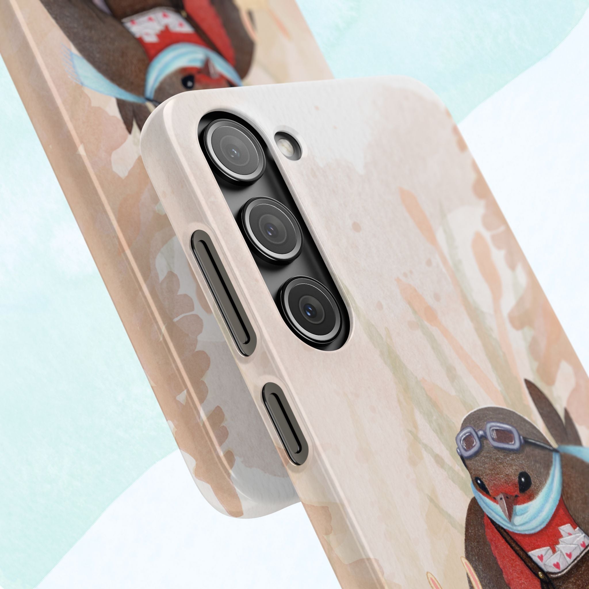 Whimsical Animal Snap Cases, Cute Phone Case, Handmade Bird and Bunny Design, Gift for Animal Lovers, Unique Smartphone Cover