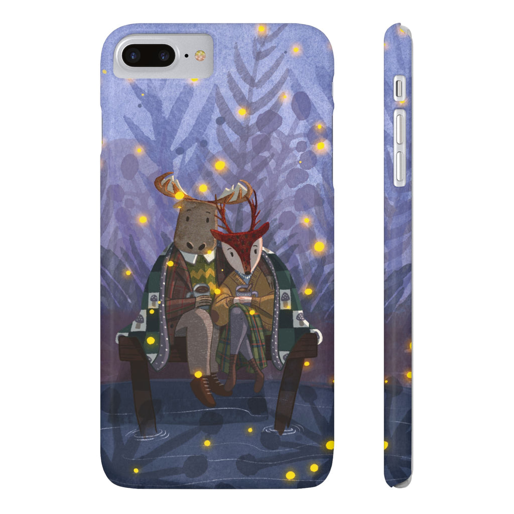Whimsical Animal Love Slim Phone Cases, Cute Holiday Gifts, Cozy Home Decor, Nature Lover Accessories, Couples Gifts