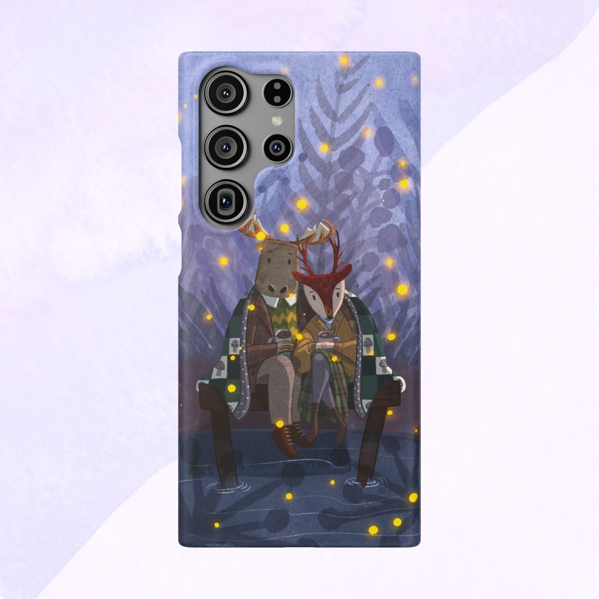Whimsical Animal Lovers Snap Cases - Cozy Phone Protection, Gift for Nature Lovers, Holiday Decor, Cute Character Design, Animal Couple