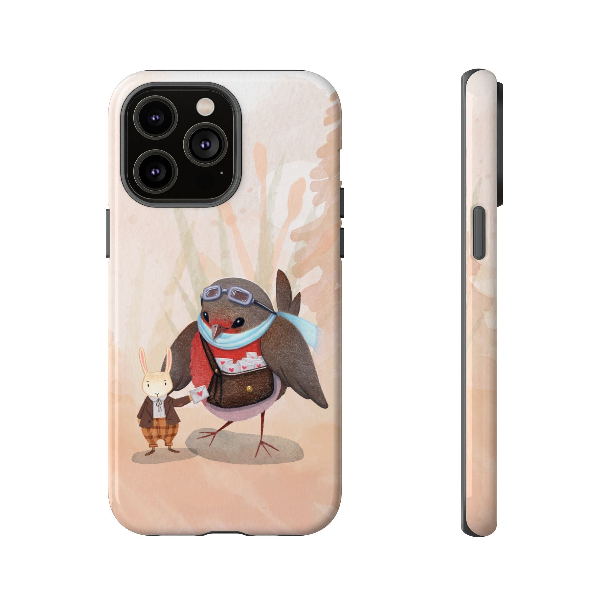 Whimsical Animal Phone Case, Cute Bird and Rabbit Design, Animal Lovers Gift, Nature-Themed Accessory, Eco-Friendly Tech Cover
