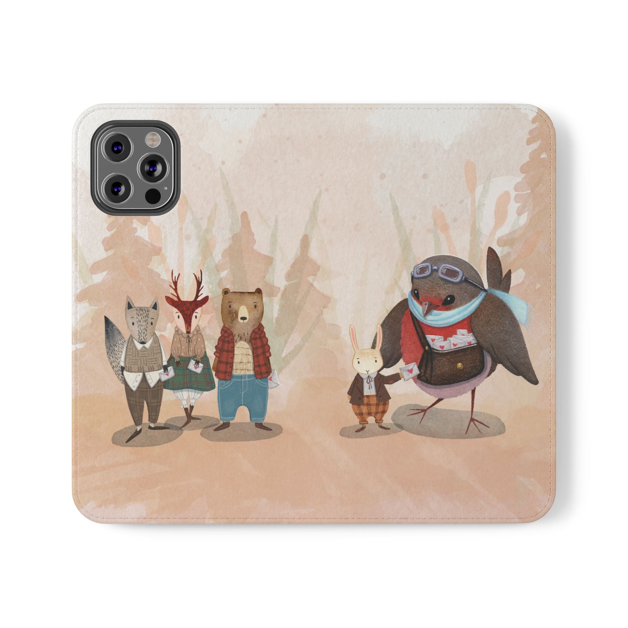 Whimsical Animal Flip Cases for Phones, Cute Woodland Creatures, Forest Friends Phone Cover, Animal Lover Gift, Phone Wallet