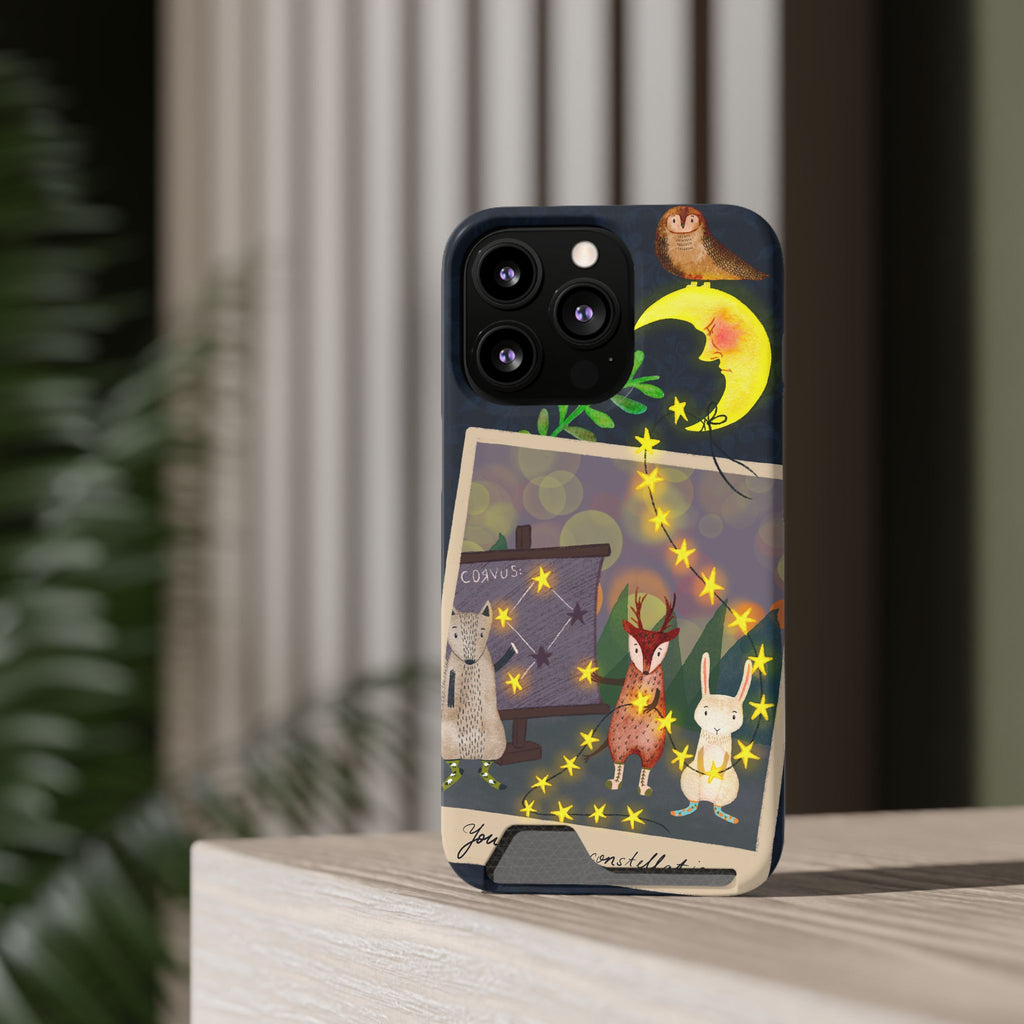 Woodland Astronomy Class Phone Case - Whimsical Forest Animals Learning Constellations - Cute iPhone 13/Samsung Case