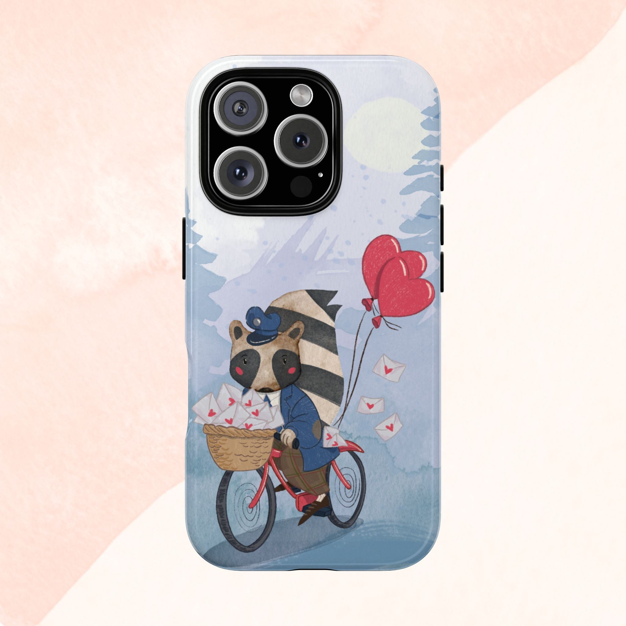 Cute Raccoon Phone Case, Tough Case for Animal Lovers, Valentine's Day Gift, Whimsical Phone Accessory, Gifts for Kids