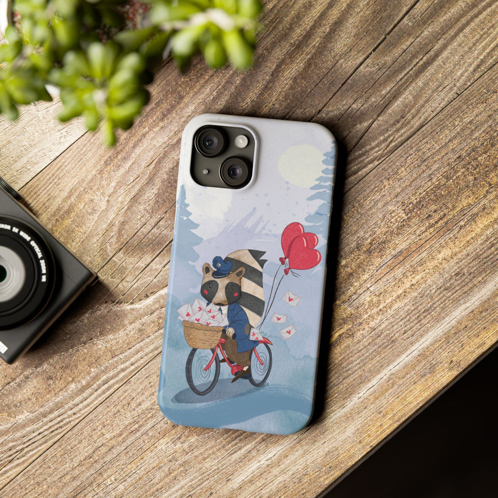 Whimsical Raccoon Slim Phone Case | Cute Animal Design | Perfect for Nature Lovers, Gifts, Birthdays, Valentines Day, Everyday Use