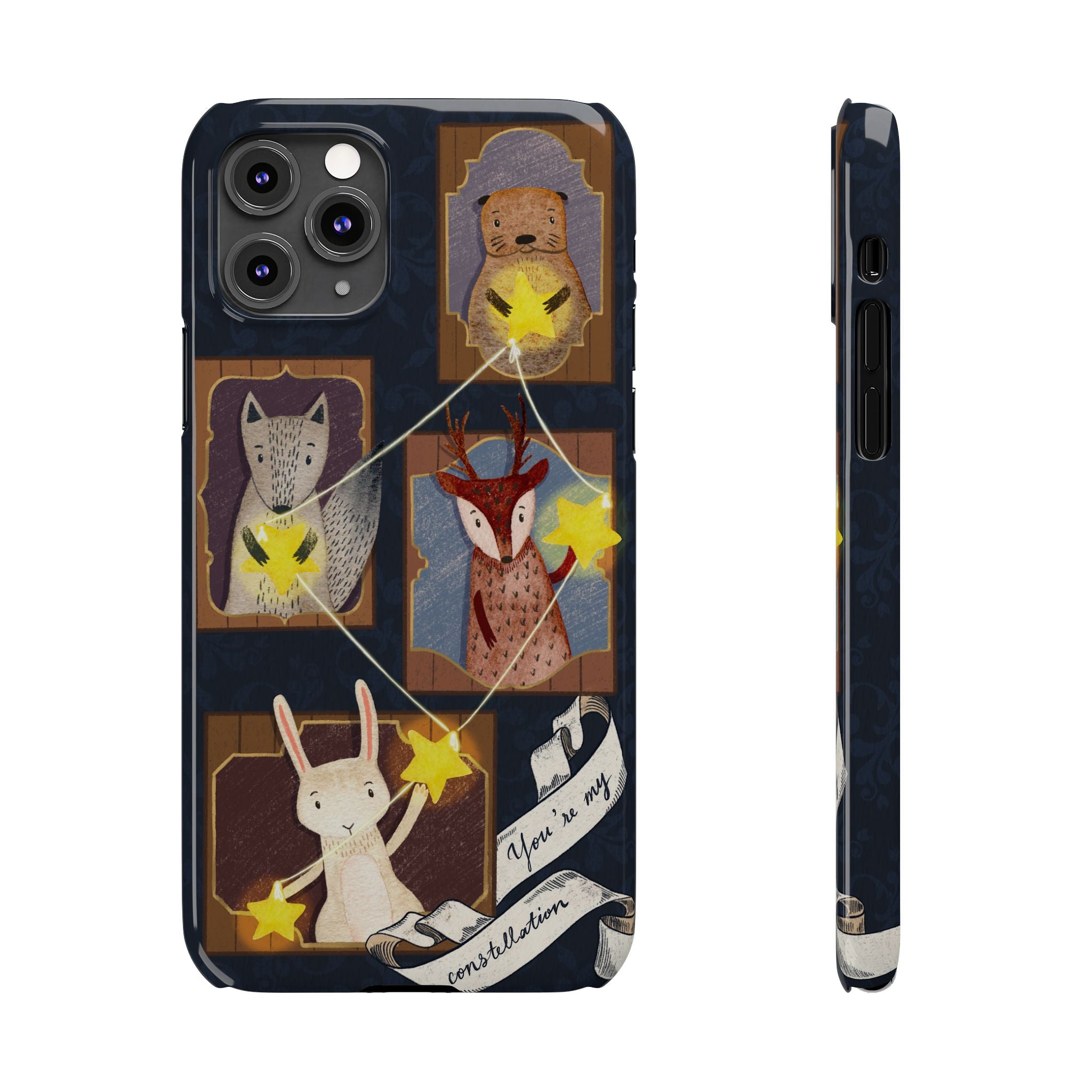Constellation Friends Slim Case, Woodland Portrait iPhone Cover, Star Collector Design, Cute Kawaii Gift, Phone 8 9 X XR 11 12 13 14 15 16