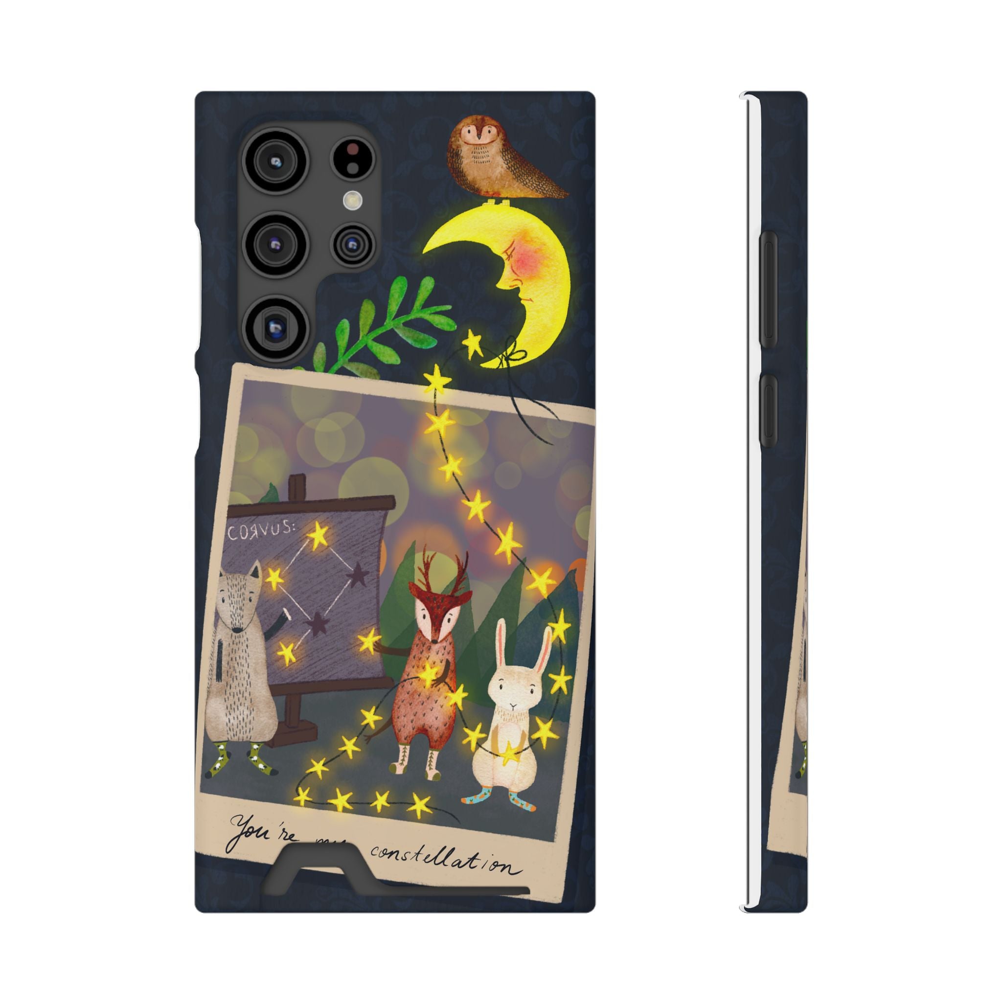 Woodland Astronomy Class Phone Case - Whimsical Forest Animals Learning Constellations - Cute iPhone 13/Samsung Case