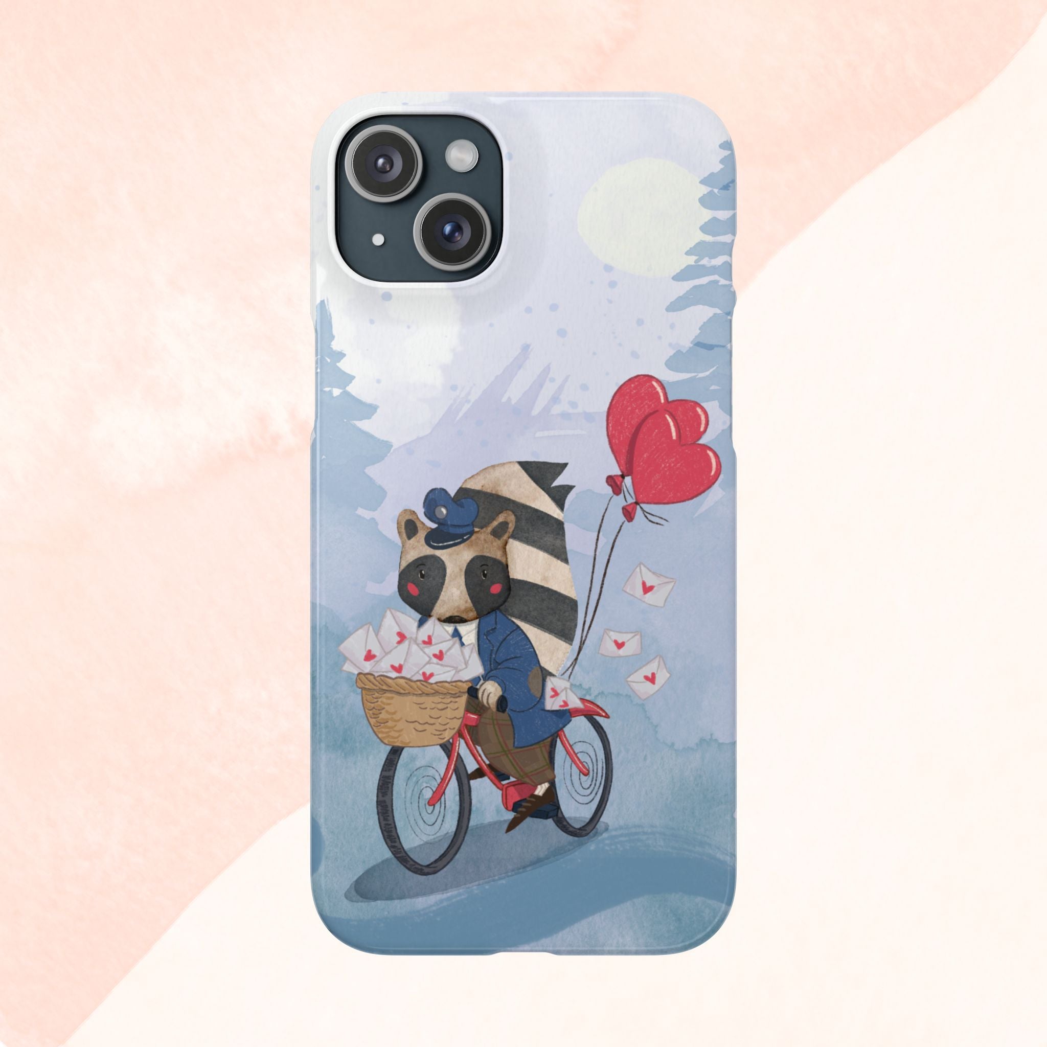 Whimsical Animal Snap Case with Love Balloons, Cute Phone Case, Valentine's Day Gift, Animal Lover Accessory, Creative Phone Cover