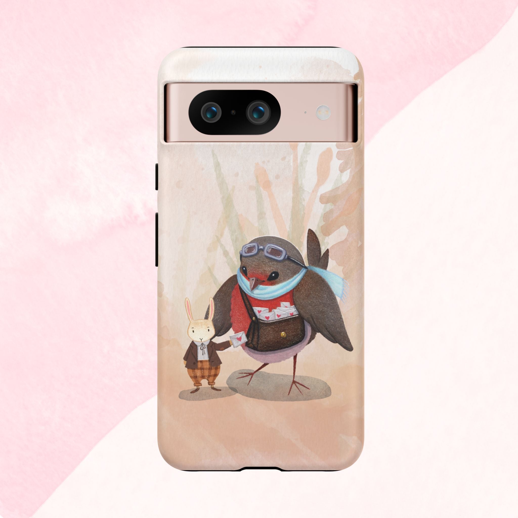 Whimsical Animal Phone Case, Cute Bird and Rabbit Design, Animal Lovers Gift, Nature-Themed Accessory, Eco-Friendly Tech Cover