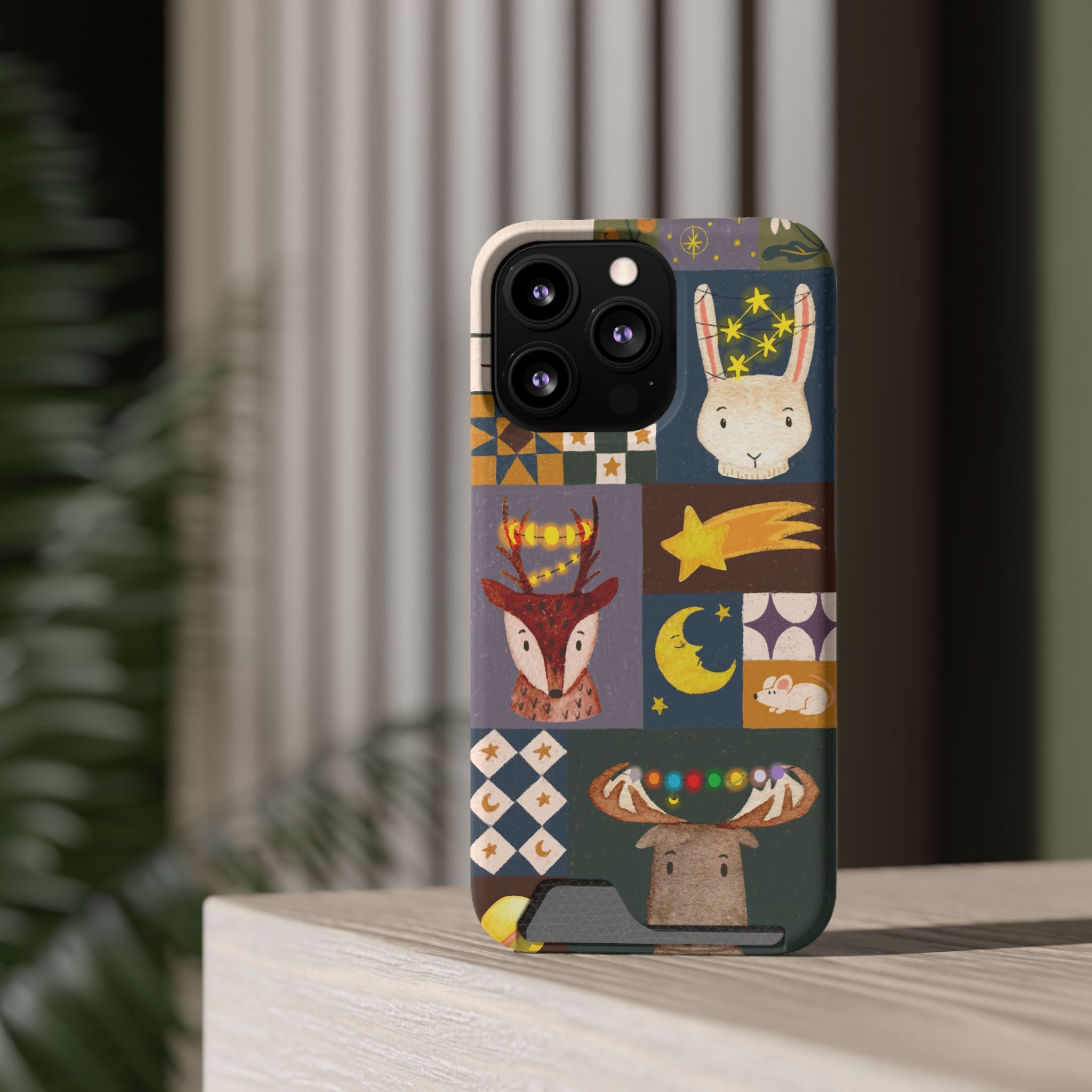 Magical Animal Phone Case with Card Holder - Cute Gift for Animal Lovers, Interesting Phone Accessory, Unique Holiday Gift, Nature-Inspired