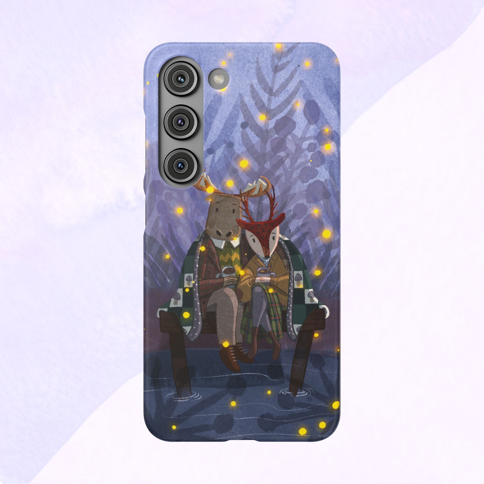 Whimsical Animal Lovers Snap Cases - Cozy Phone Protection, Gift for Nature Lovers, Holiday Decor, Cute Character Design, Animal Couple