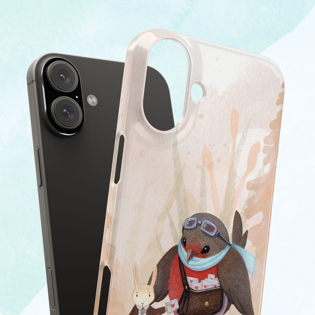 Whimsical Animal Snap Cases, Cute Phone Case, Handmade Bird and Bunny Design, Gift for Animal Lovers, Unique Smartphone Cover