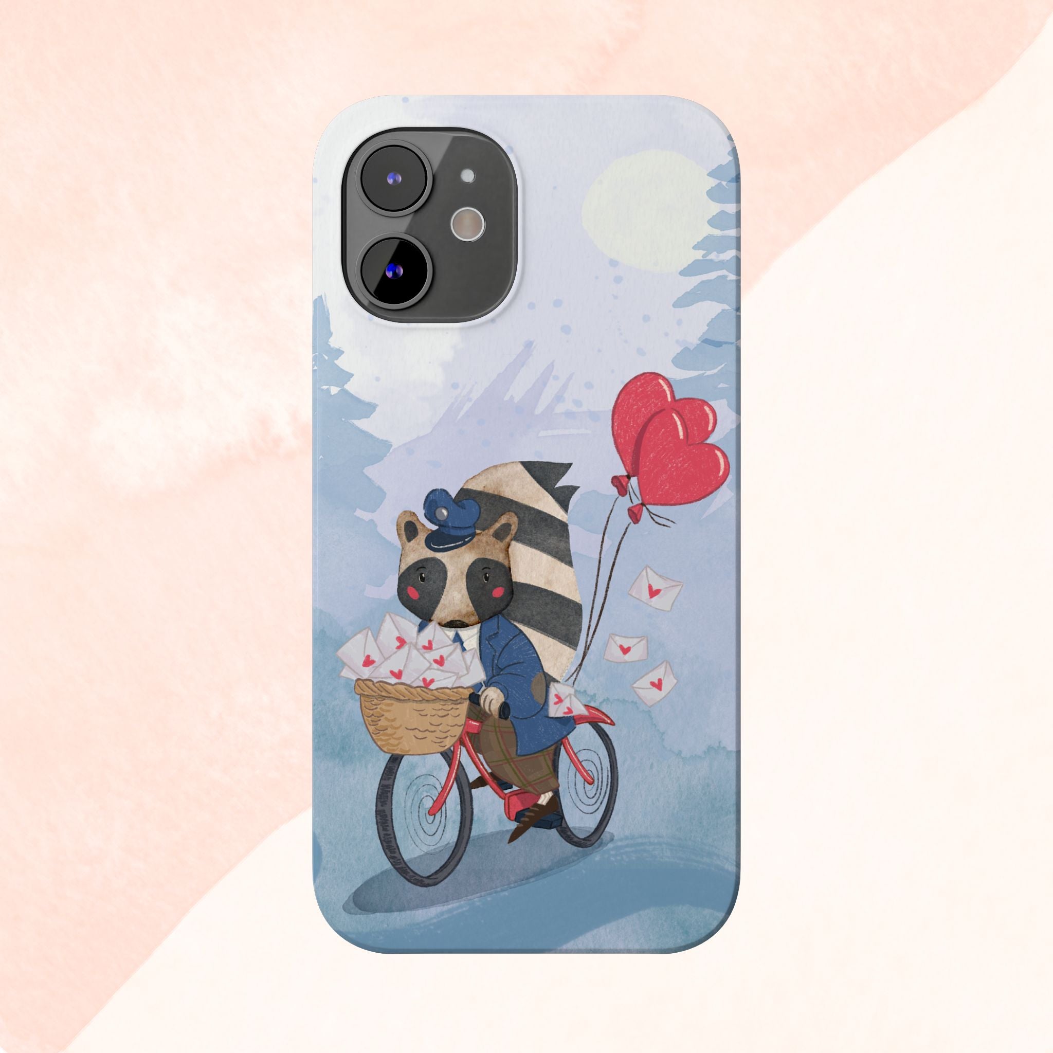 Whimsical Raccoon Slim Phone Case | Cute Animal Design | Perfect for Nature Lovers, Gifts, Birthdays, Valentines Day, Everyday Use