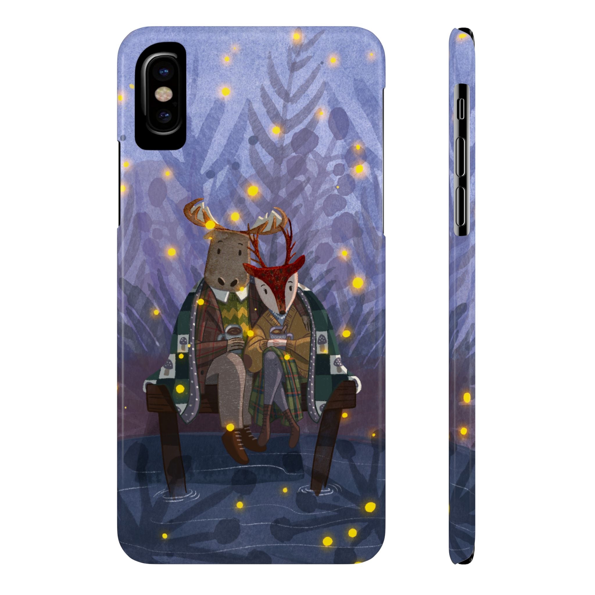 Whimsical Animal Love Slim Phone Cases, Cute Holiday Gifts, Cozy Home Decor, Nature Lover Accessories, Couples Gifts