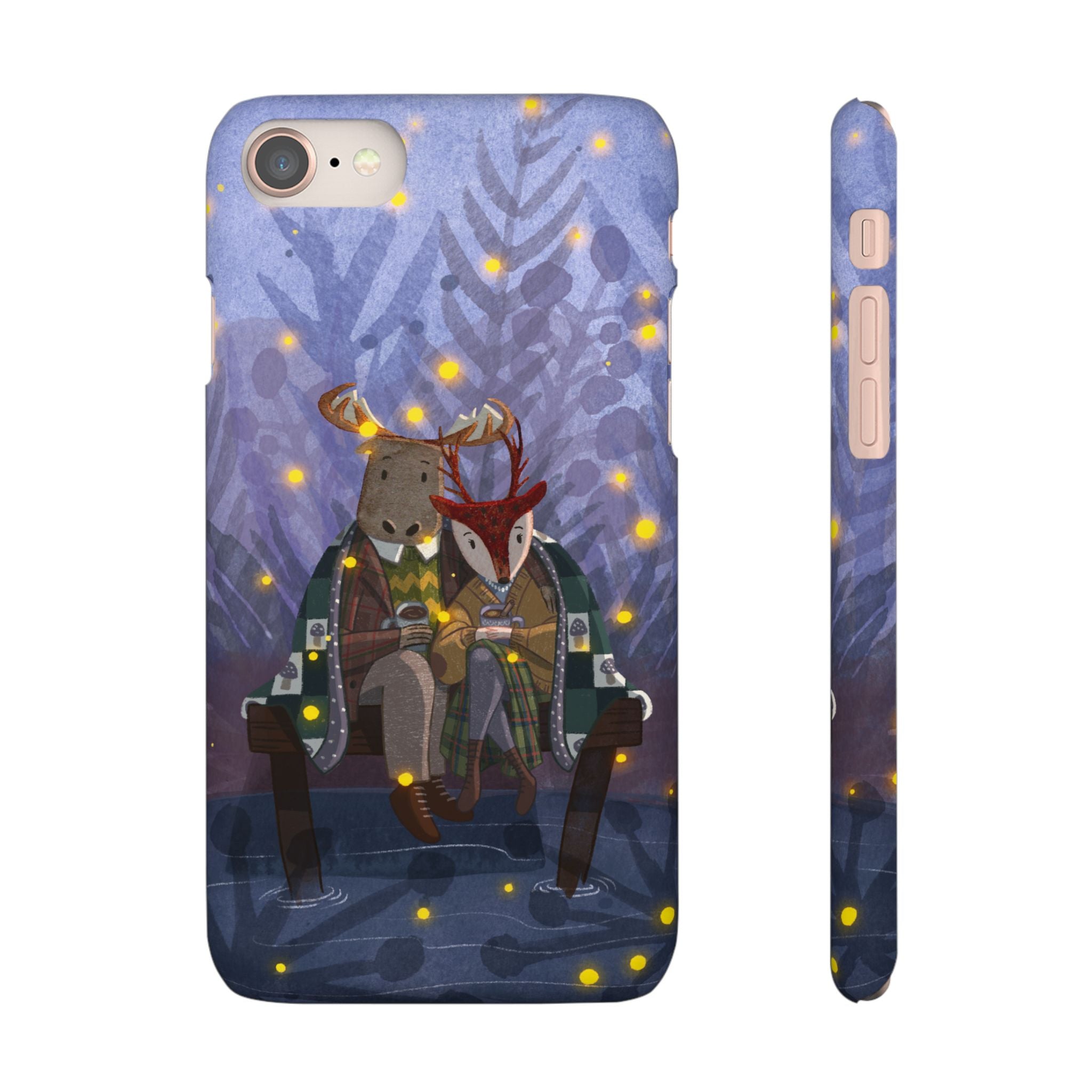 Whimsical Animal Lovers Snap Cases - Cozy Phone Protection, Gift for Nature Lovers, Holiday Decor, Cute Character Design, Animal Couple