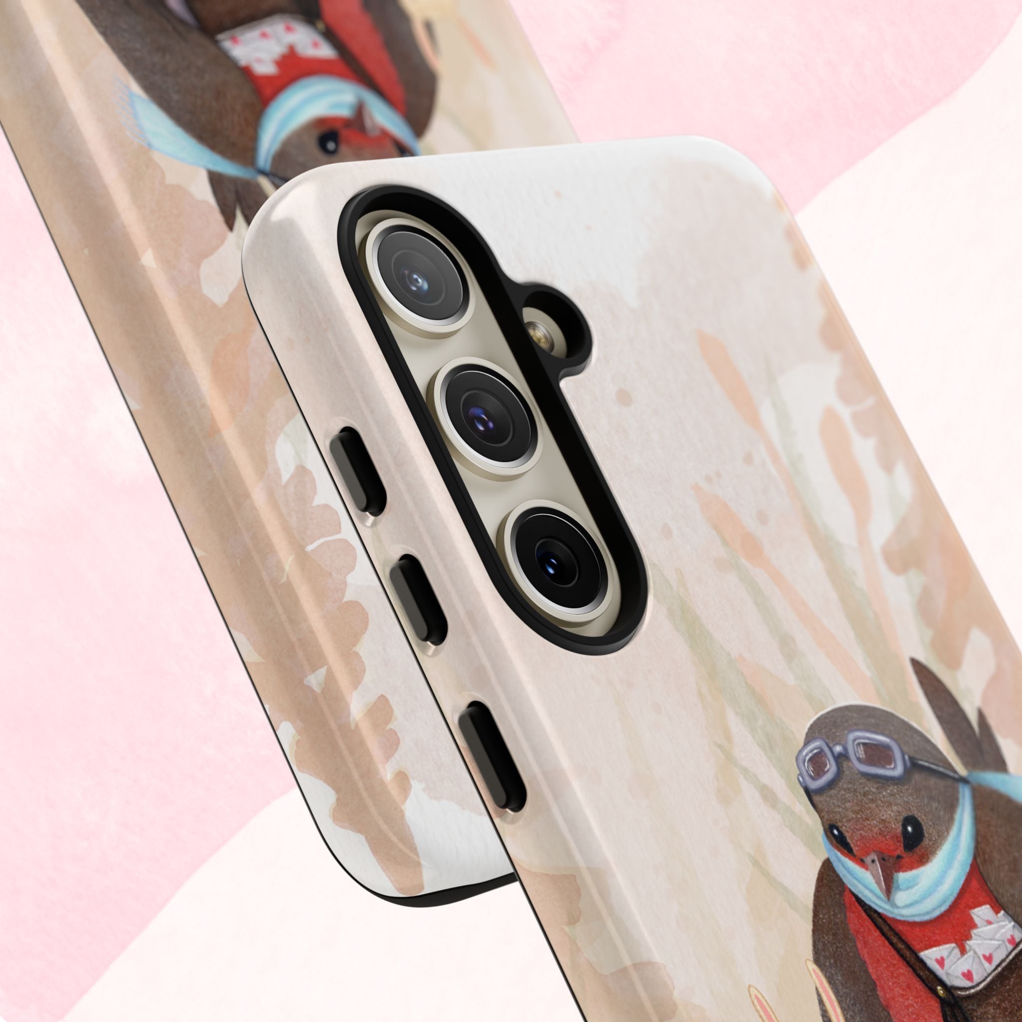 Whimsical Animal Phone Case, Cute Bird and Rabbit Design, Animal Lovers Gift, Nature-Themed Accessory, Eco-Friendly Tech Cover