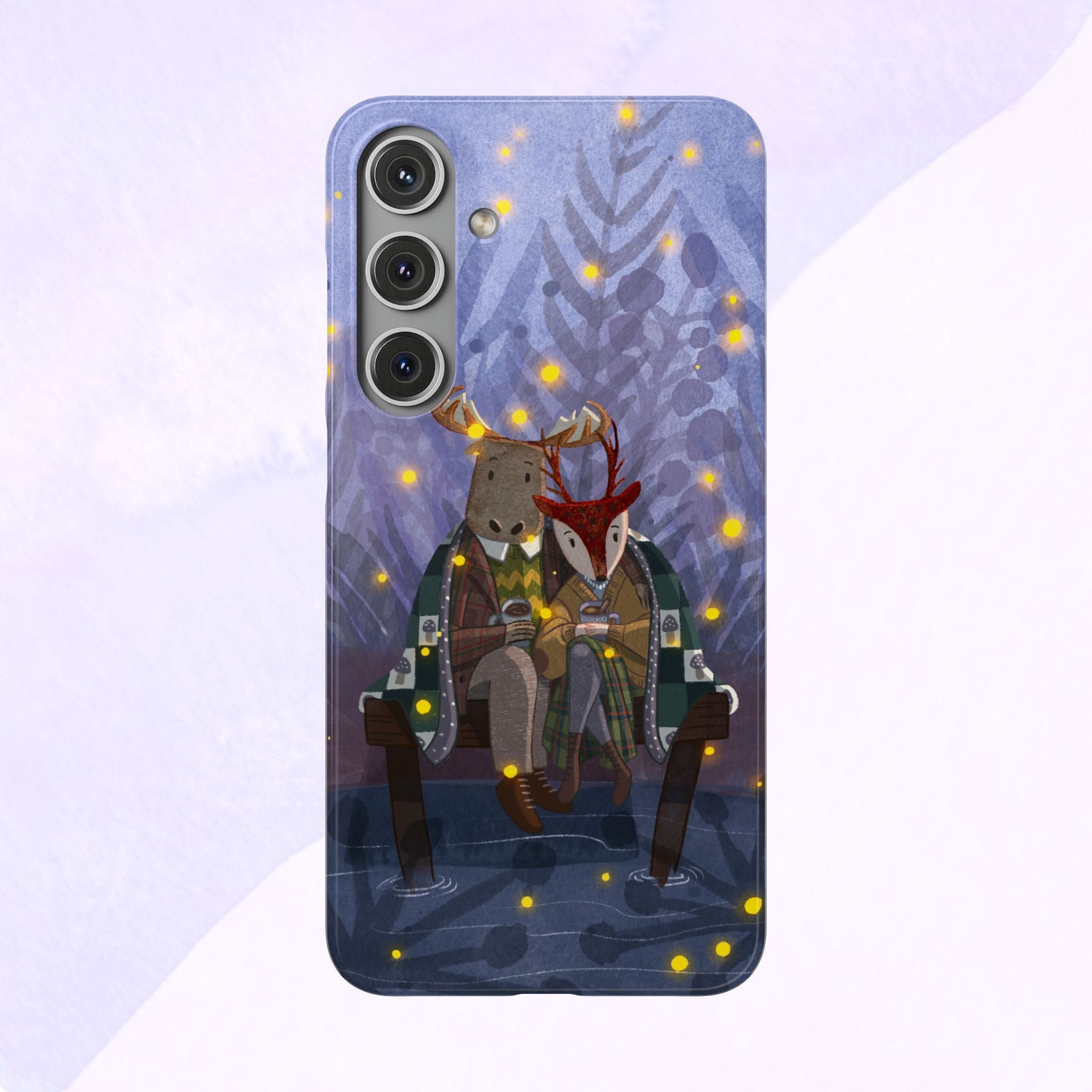 Whimsical Animal Lovers Snap Cases - Cozy Phone Protection, Gift for Nature Lovers, Holiday Decor, Cute Character Design, Animal Couple