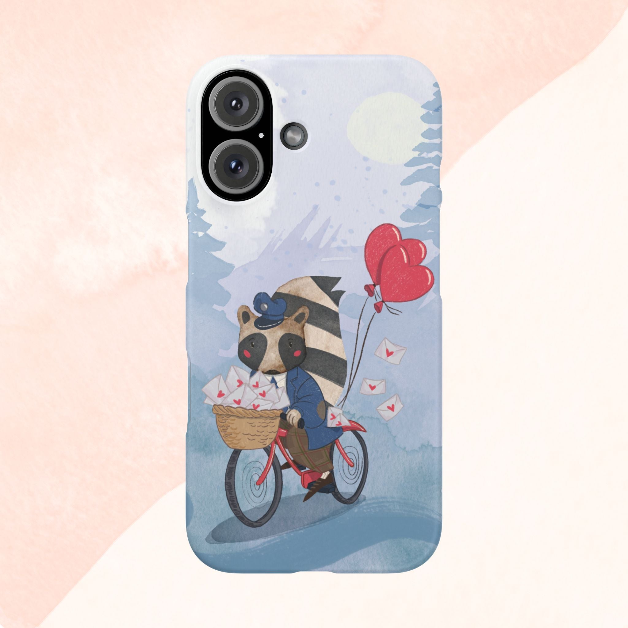 Whimsical Animal Snap Case with Love Balloons, Cute Phone Case, Valentine's Day Gift, Animal Lover Accessory, Creative Phone Cover