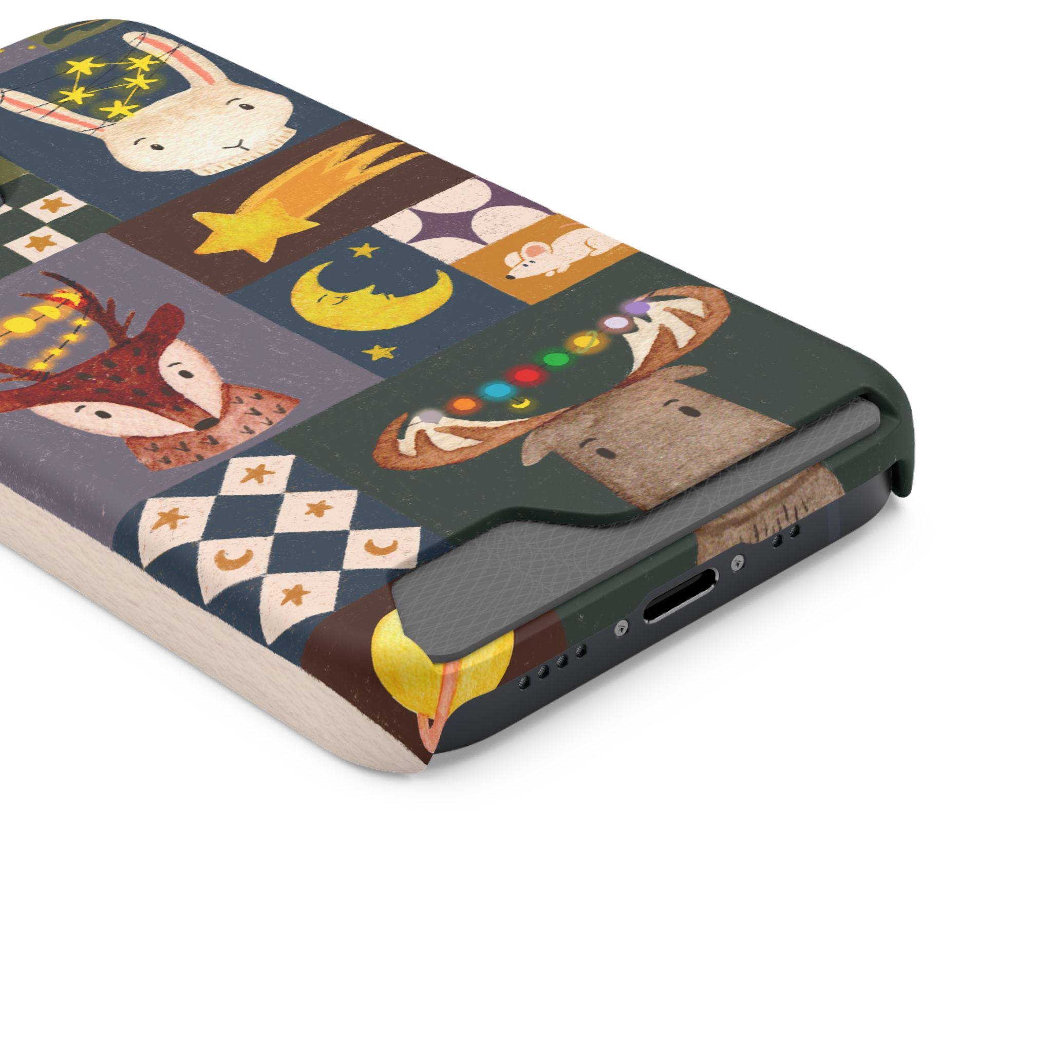 Magical Animal Phone Case with Card Holder - Cute Gift for Animal Lovers, Interesting Phone Accessory, Unique Holiday Gift, Nature-Inspired