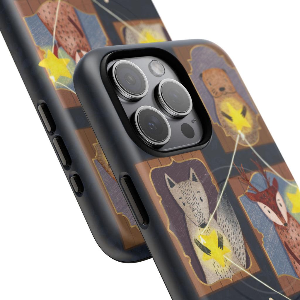 Celestial Animal Stars iPhone Case, Tough Magnetic Cover, Nature Theme, Unique Cute Animal Gifts, iPhone 14 15 16 pro max