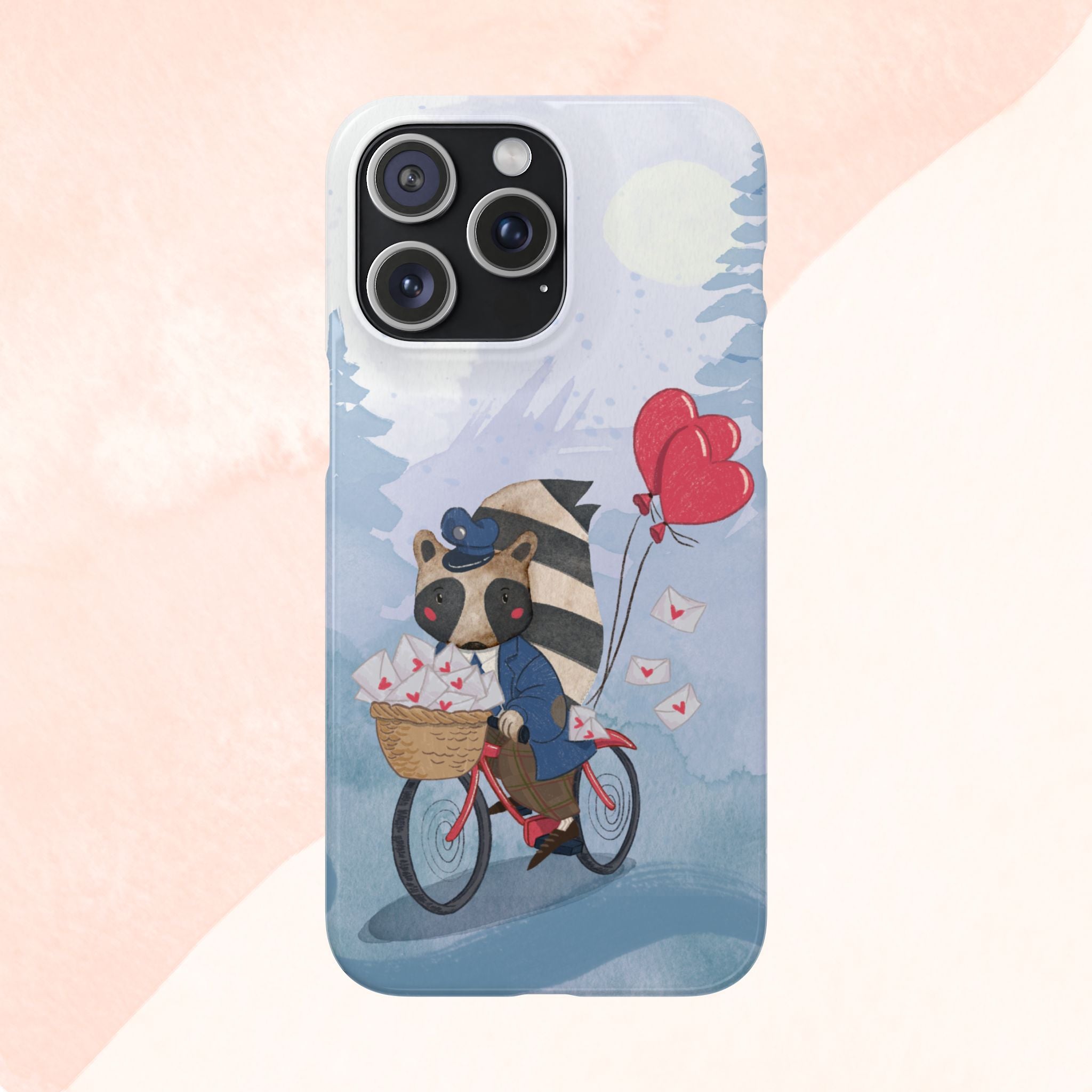 Whimsical Animal Snap Case with Love Balloons, Cute Phone Case, Valentine's Day Gift, Animal Lover Accessory, Creative Phone Cover