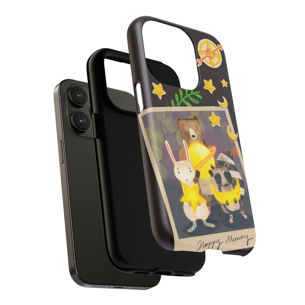 Tough Magnetic Cases, Whimsical Animal Phone Case, Cute Bear Rabbit Raccoon Design, Cute gift for her, Birthdays, iPhone 14 15 16 pro max