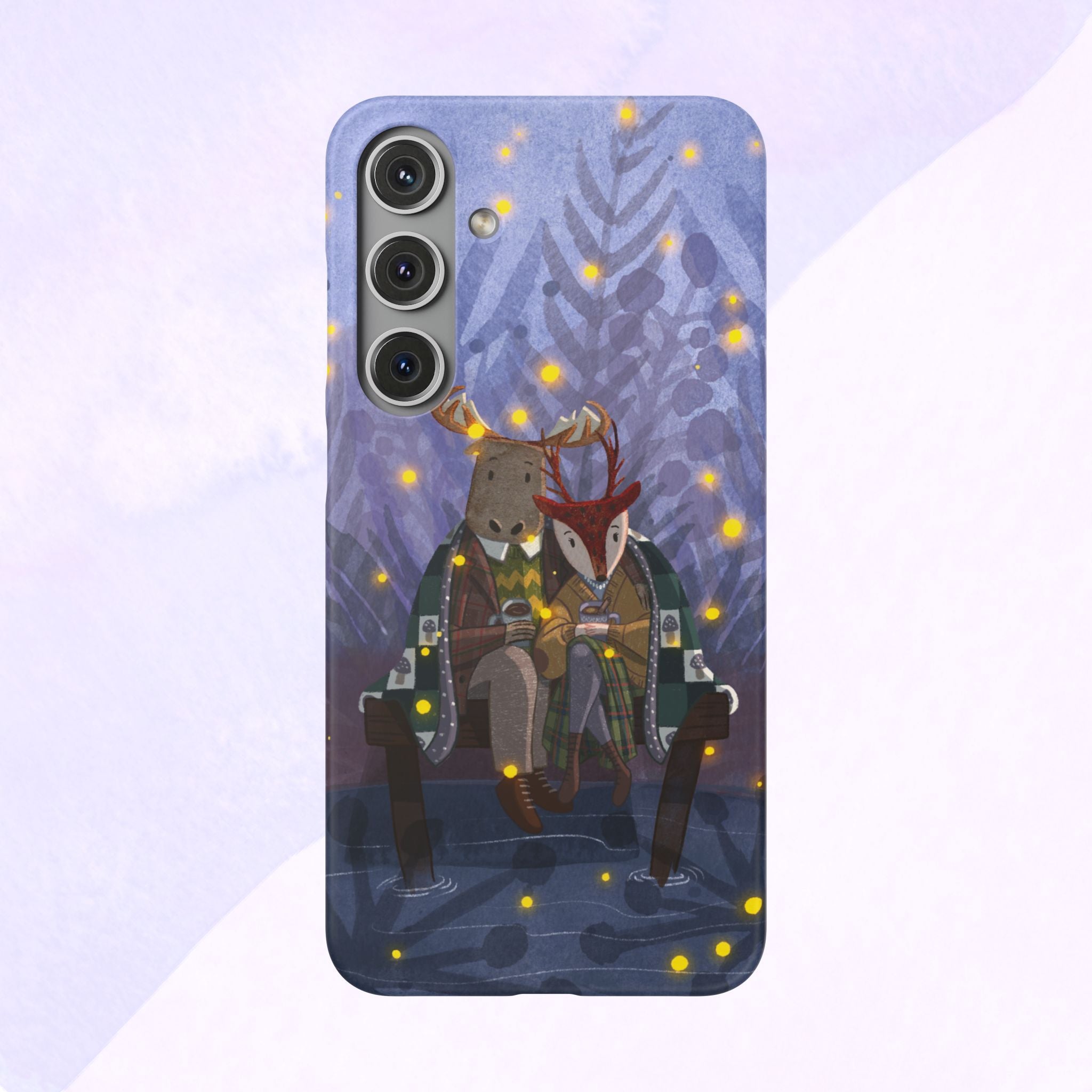 Whimsical Animal Lovers Snap Cases - Cozy Phone Protection, Gift for Nature Lovers, Holiday Decor, Cute Character Design, Animal Couple