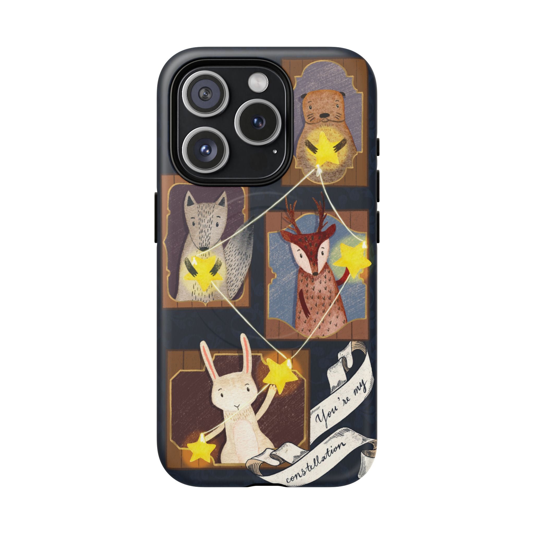 Celestial Animal Stars iPhone Case, Tough Magnetic Cover, Nature Theme, Unique Cute Animal Gifts, iPhone 14 15 16 pro max