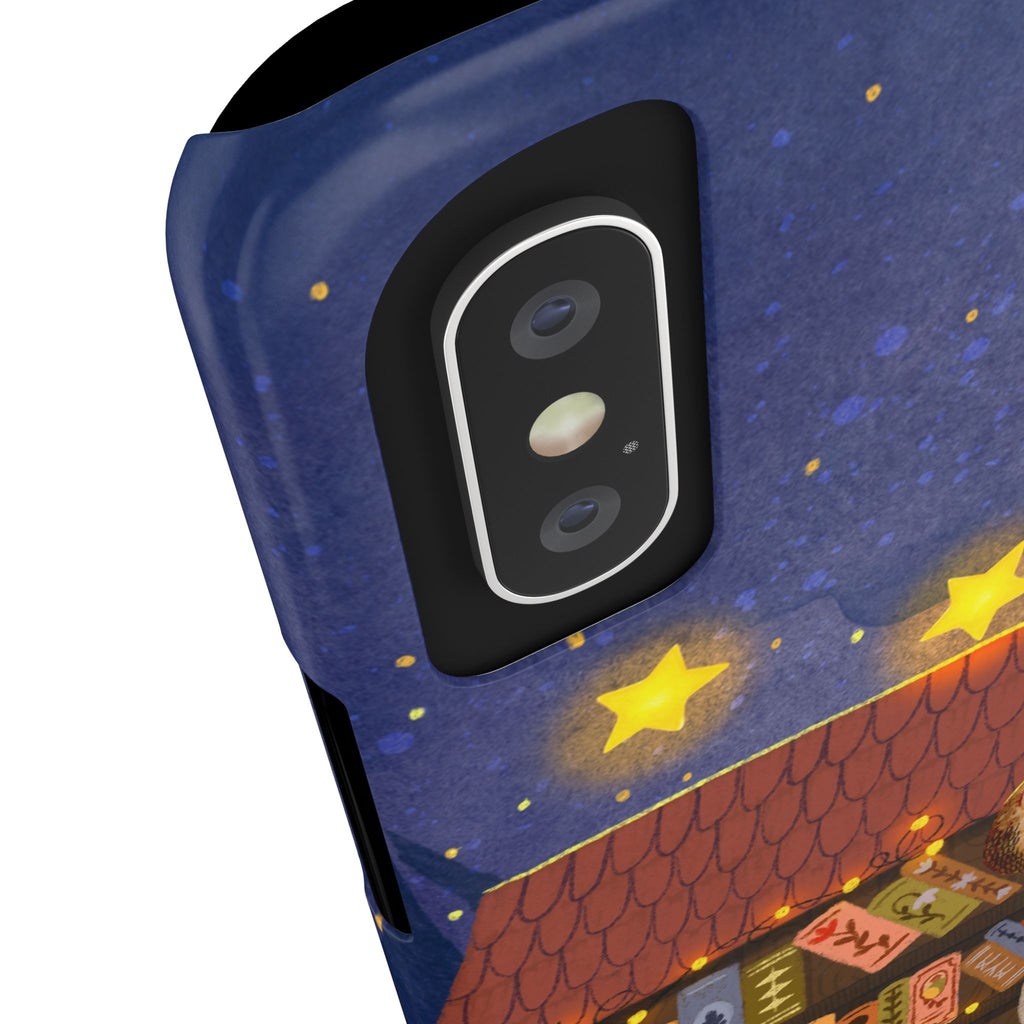 Starlit Library Phone Case, Woodland Animals iPhone Case, Cozy Night Scene Cover, Cute Animals Case Gift, iPhone 7 8 X XR 11 12 13 14 15 16