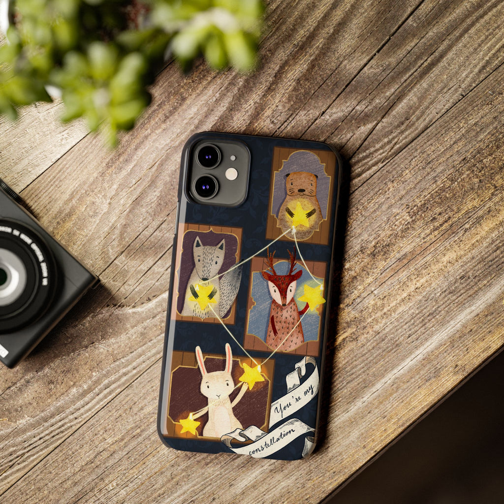 Constellation Friends Slim Case, Woodland Portrait iPhone Cover, Star Collector Design, Cute Kawaii Gift, Phone 8 9 X XR 11 12 13 14 15 16