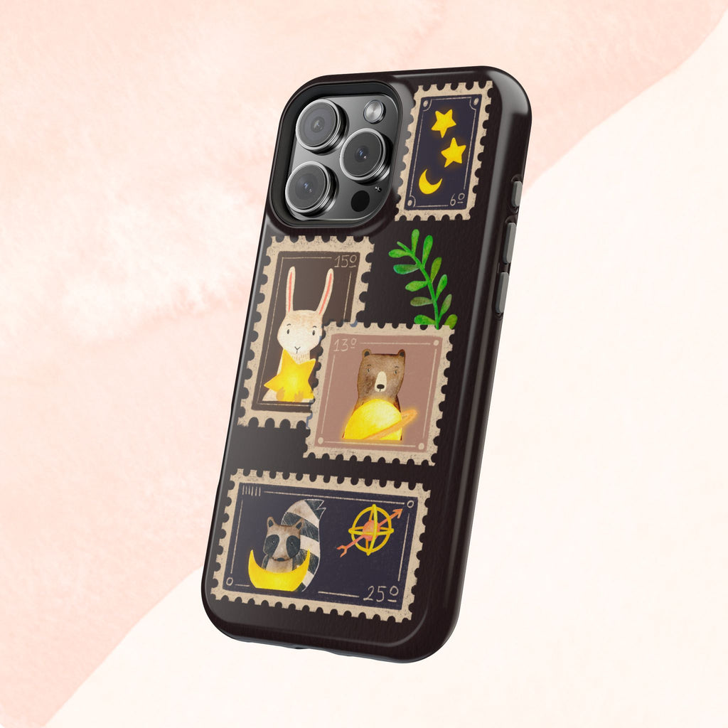 Cute Animal Stamp Phone Case, Quirky Gift for Animal Lovers, Personalized Case for Holidays, Unique Phone Accessory