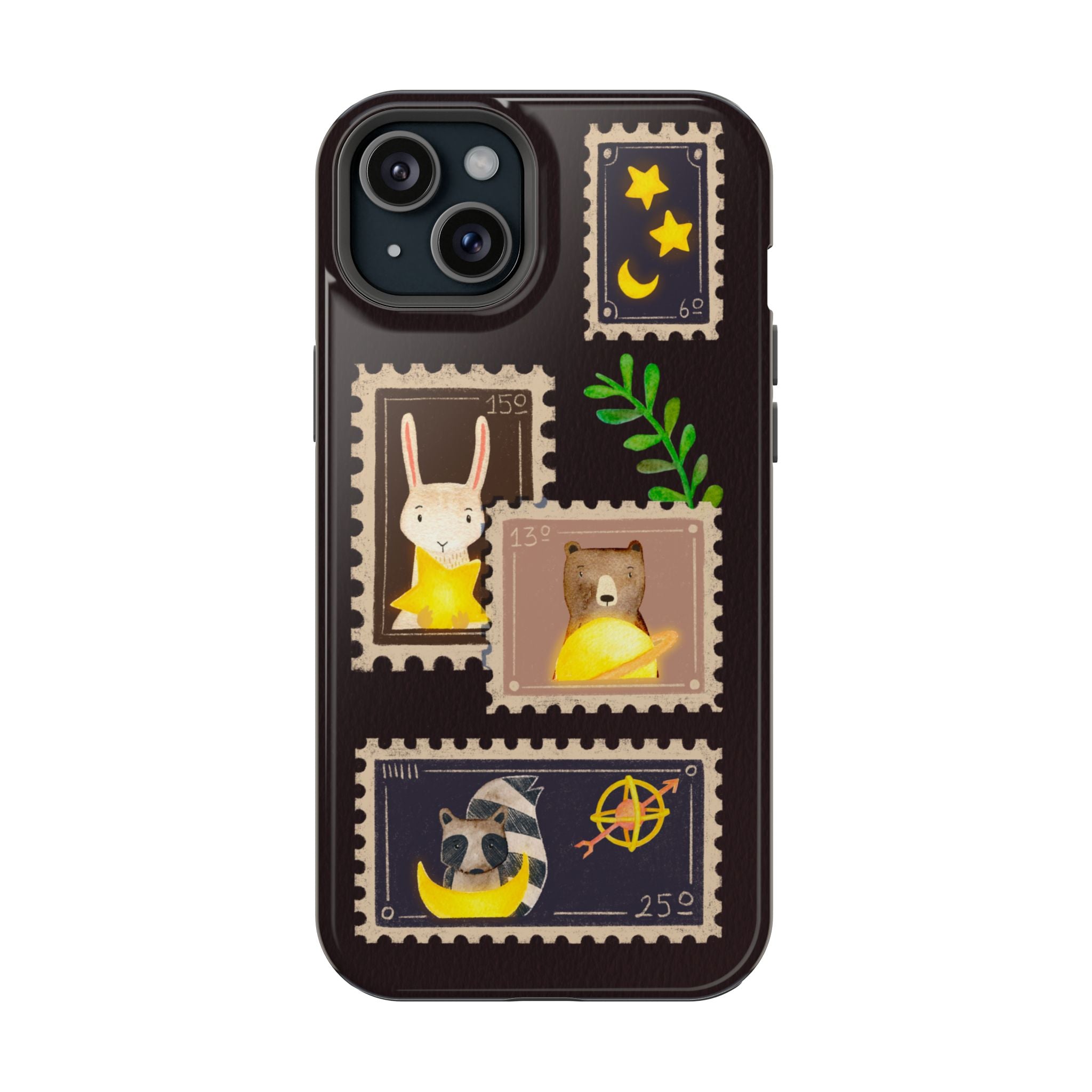 Cute Animal Stamp Phone Case, Quirky Gift for Animal Lovers, Personalized Case for Holidays, Unique Phone Accessory