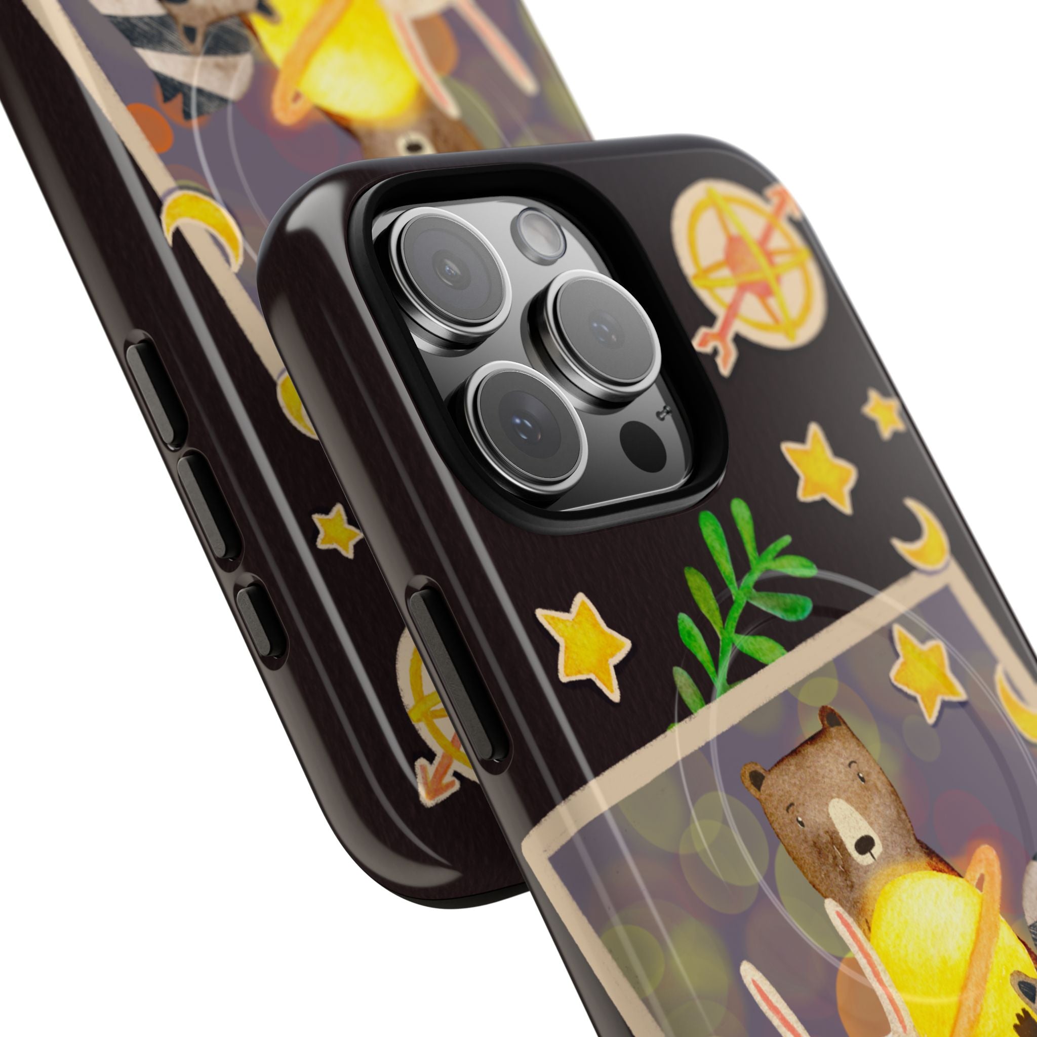 Tough Magnetic Cases, Whimsical Animal Phone Case, Cute Bear Rabbit Raccoon Design, Cute gift for her, Birthdays, iPhone 14 15 16 pro max