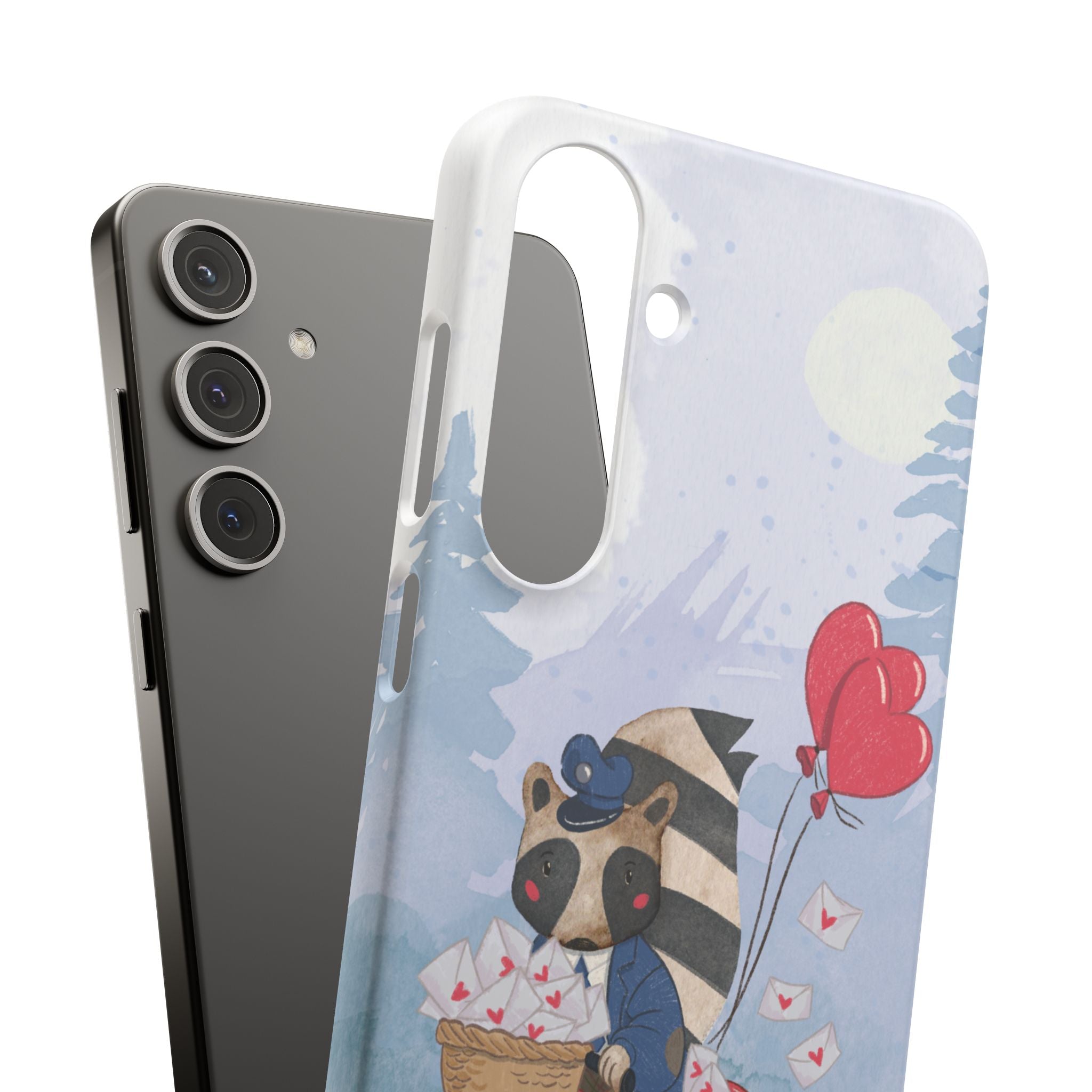 Whimsical Animal Snap Case with Love Balloons, Cute Phone Case, Valentine's Day Gift, Animal Lover Accessory, Creative Phone Cover