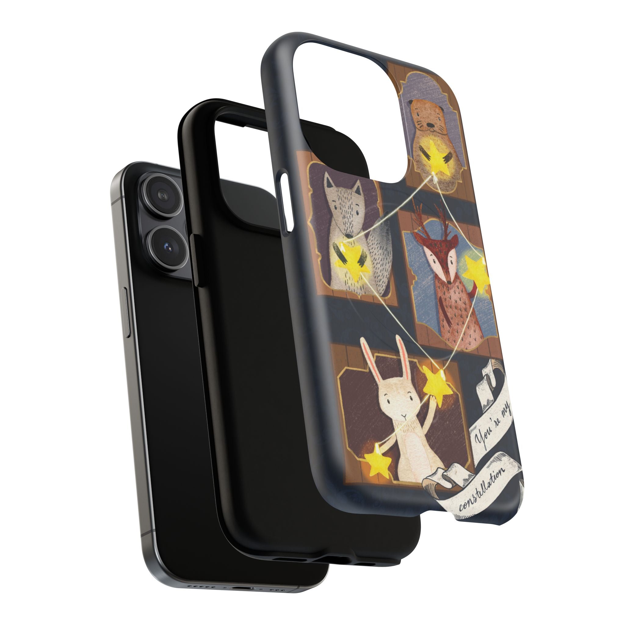 Celestial Animal Stars iPhone Case, Tough Magnetic Cover, Nature Theme, Unique Cute Animal Gifts, iPhone 14 15 16 pro max