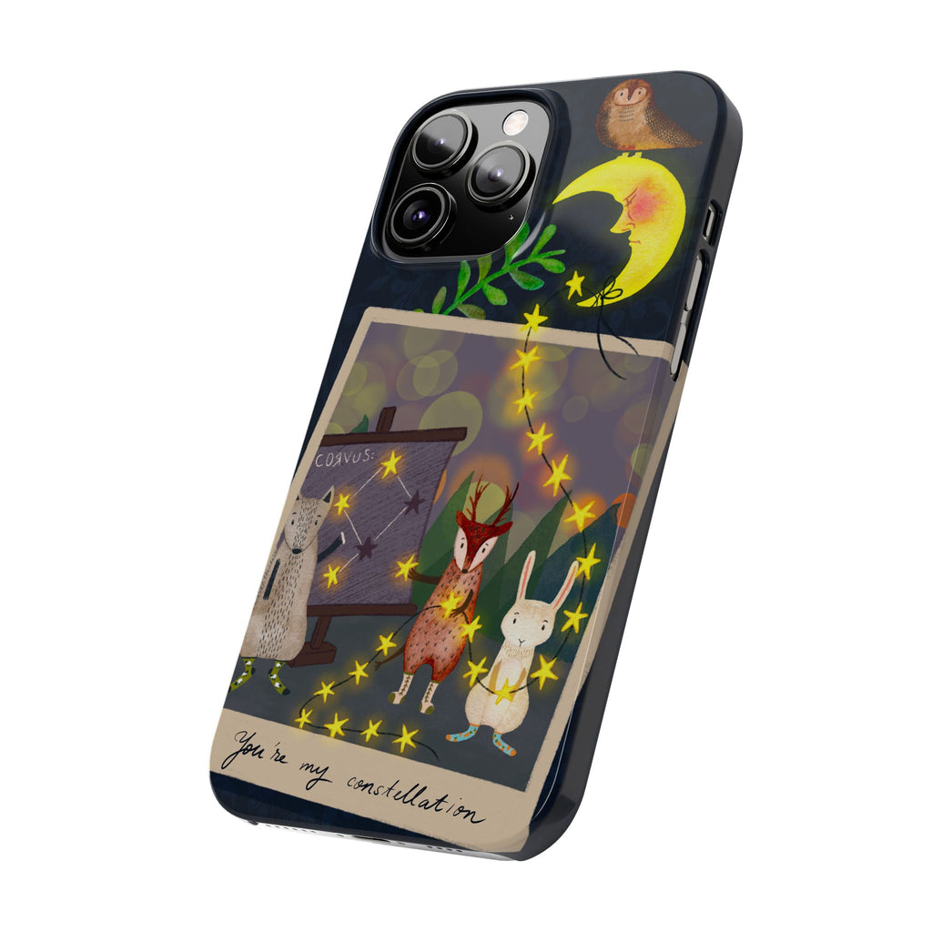 Constellation Friends iPhone Case, Starlit Woodland Photo Cover, Cute Gift for Birthday, Kawaii Design, iPhone 7 8 X XR XS 11 12 13 14 15 16