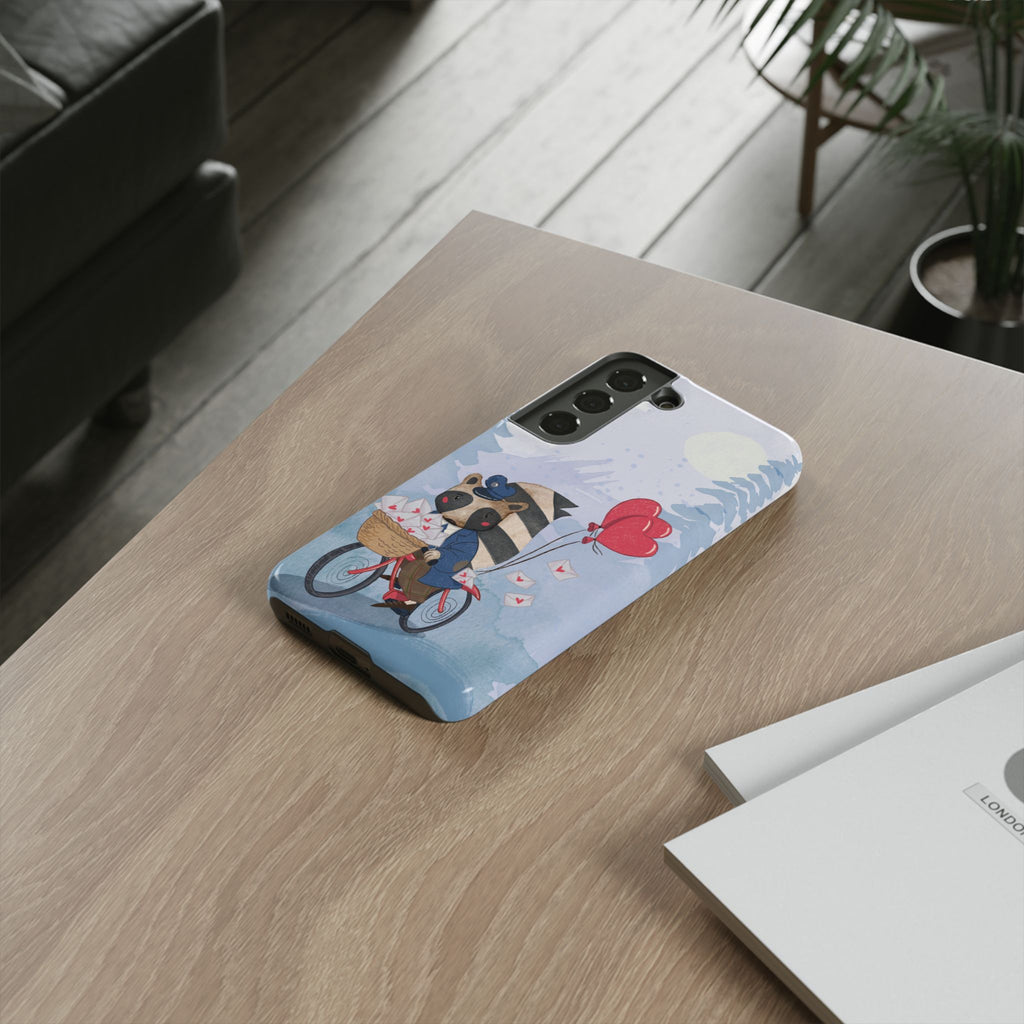 Cute Raccoon Phone Case, Tough Case for Animal Lovers, Valentine's Day Gift, Whimsical Phone Accessory, Gifts for Kids