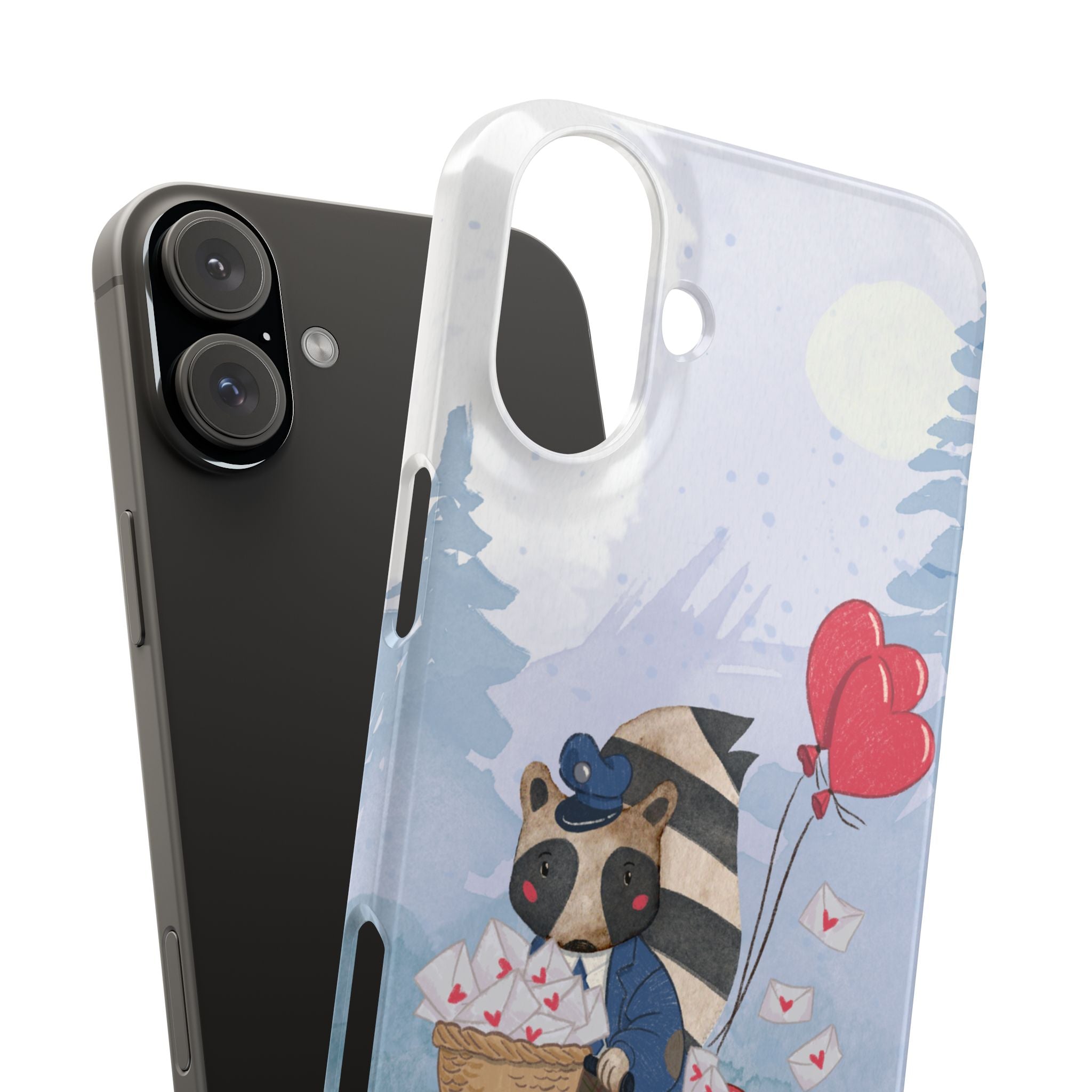Whimsical Animal Snap Case with Love Balloons, Cute Phone Case, Valentine's Day Gift, Animal Lover Accessory, Creative Phone Cover