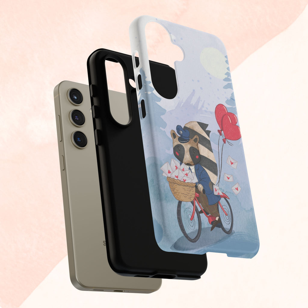 Cute Raccoon Phone Case, Tough Case for Animal Lovers, Valentine's Day Gift, Whimsical Phone Accessory, Gifts for Kids