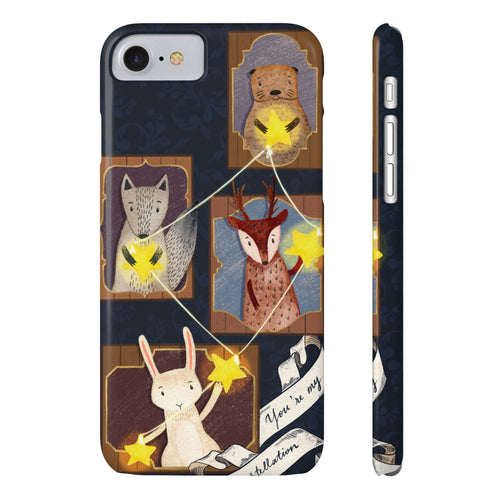 Constellation Friends Slim Case, Woodland Portrait iPhone Cover, Star Collector Design, Cute Kawaii Gift, Phone 8 9 X XR 11 12 13 14 15 16