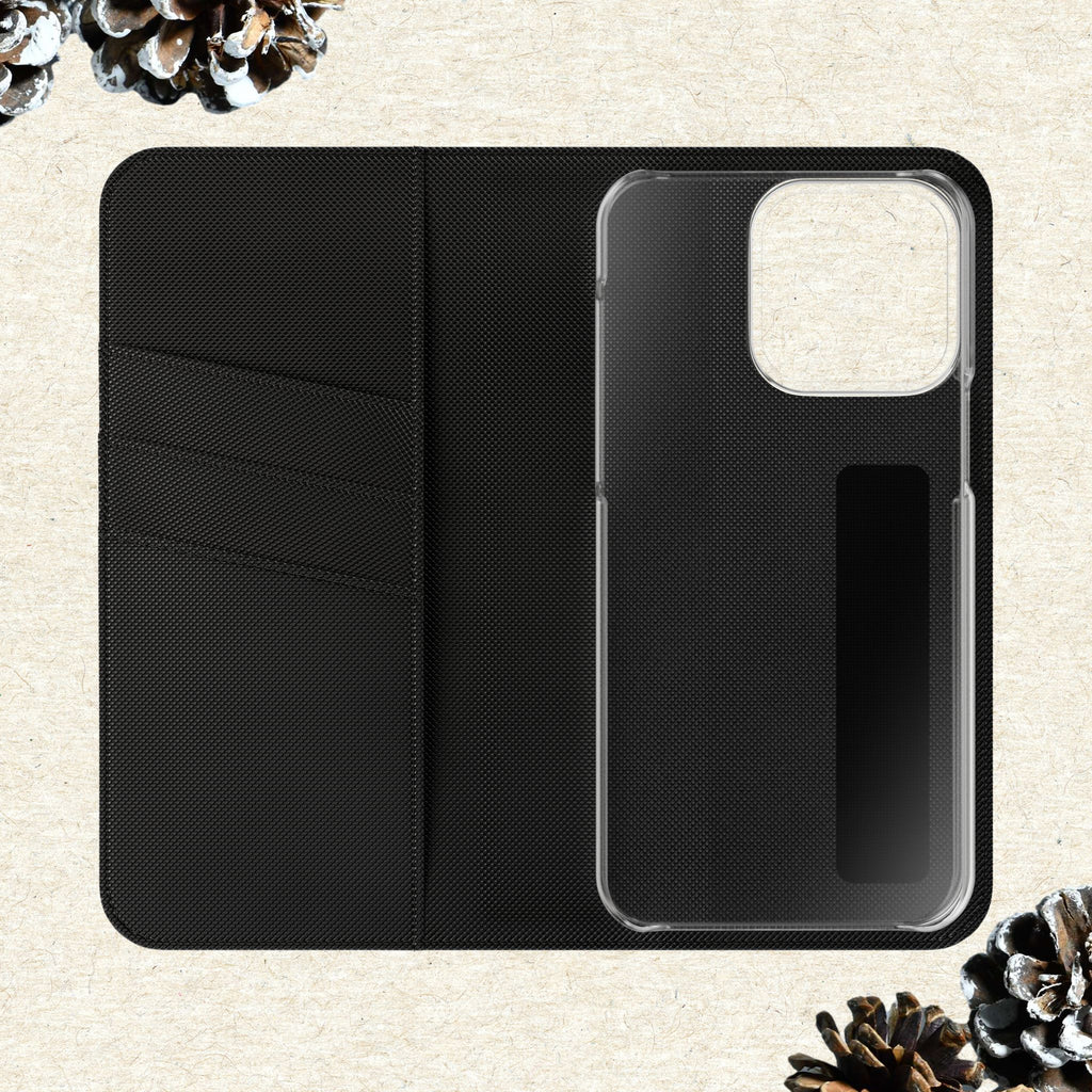Winter Forest Friends Wallet Case, Woodland Flip Cover, Vegan Leather, Snowy Scene, Cozy Holiday, iPhone 11 12 13 14 15 16, Galaxy S21 S22