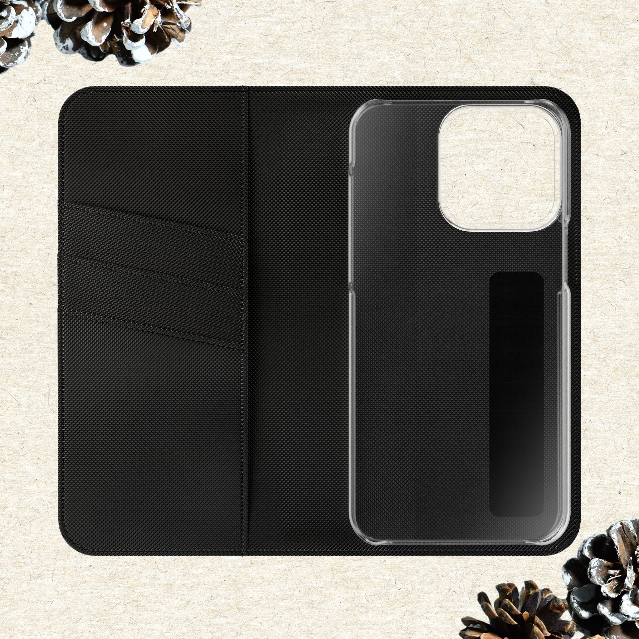 Winter Forest Friends Wallet Case, Woodland Flip Cover, Vegan Leather, Snowy Scene, Cozy Holiday, iPhone 11 12 13 14 15 16, Galaxy S21 S22