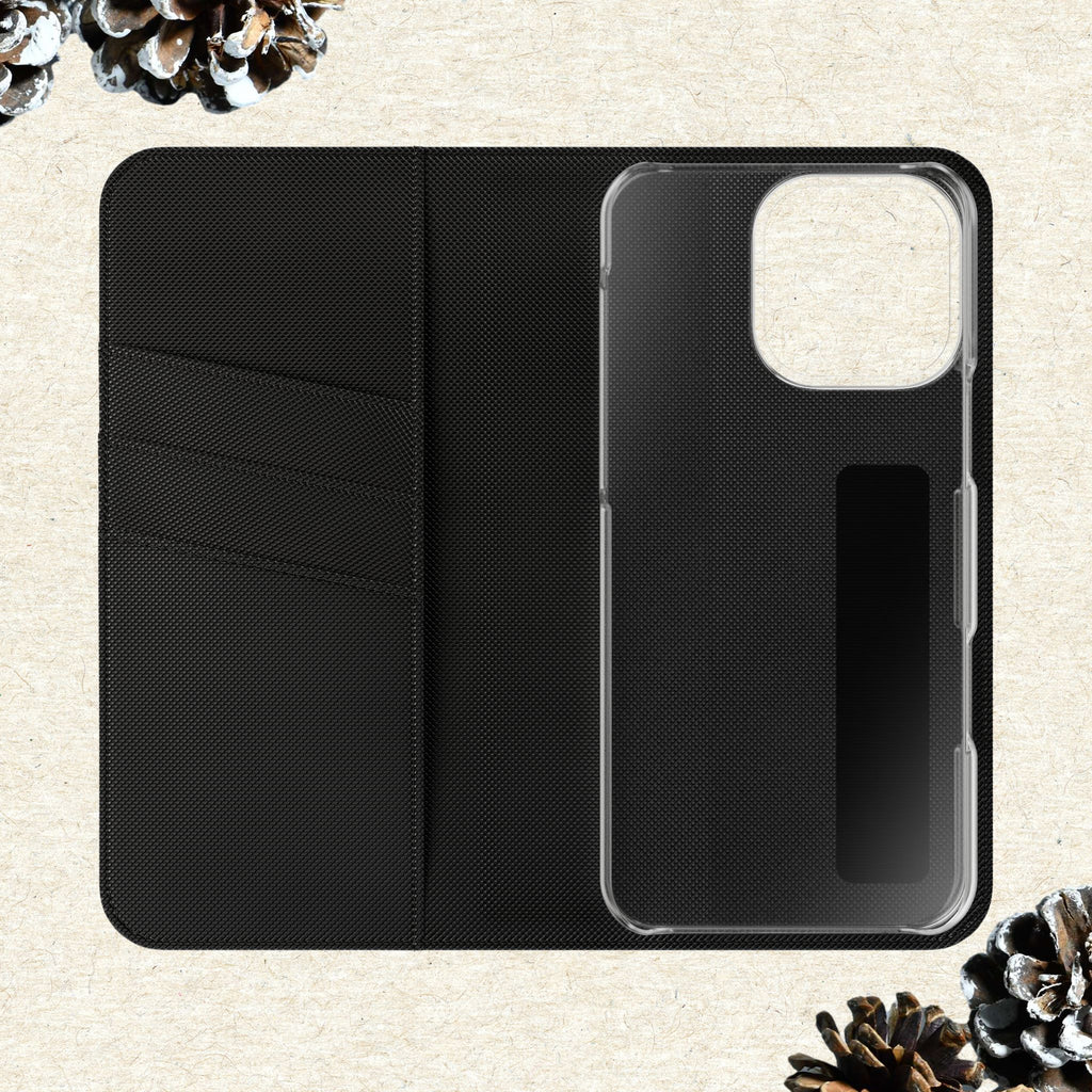 Winter Forest Friends Wallet Case, Woodland Flip Cover, Vegan Leather, Snowy Scene, Cozy Holiday, iPhone 11 12 13 14 15 16, Galaxy S21 S22