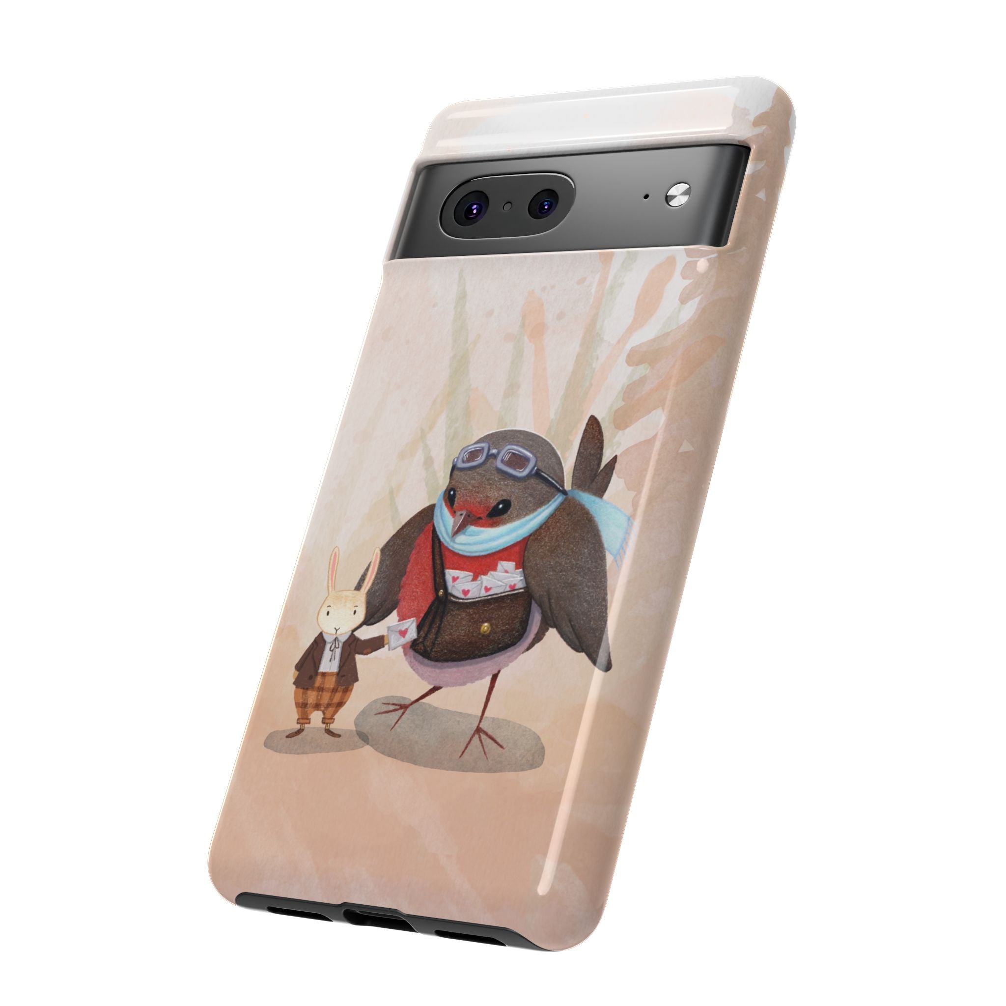Whimsical Animal Phone Case, Cute Bird and Rabbit Design, Animal Lovers Gift, Nature-Themed Accessory, Eco-Friendly Tech Cover