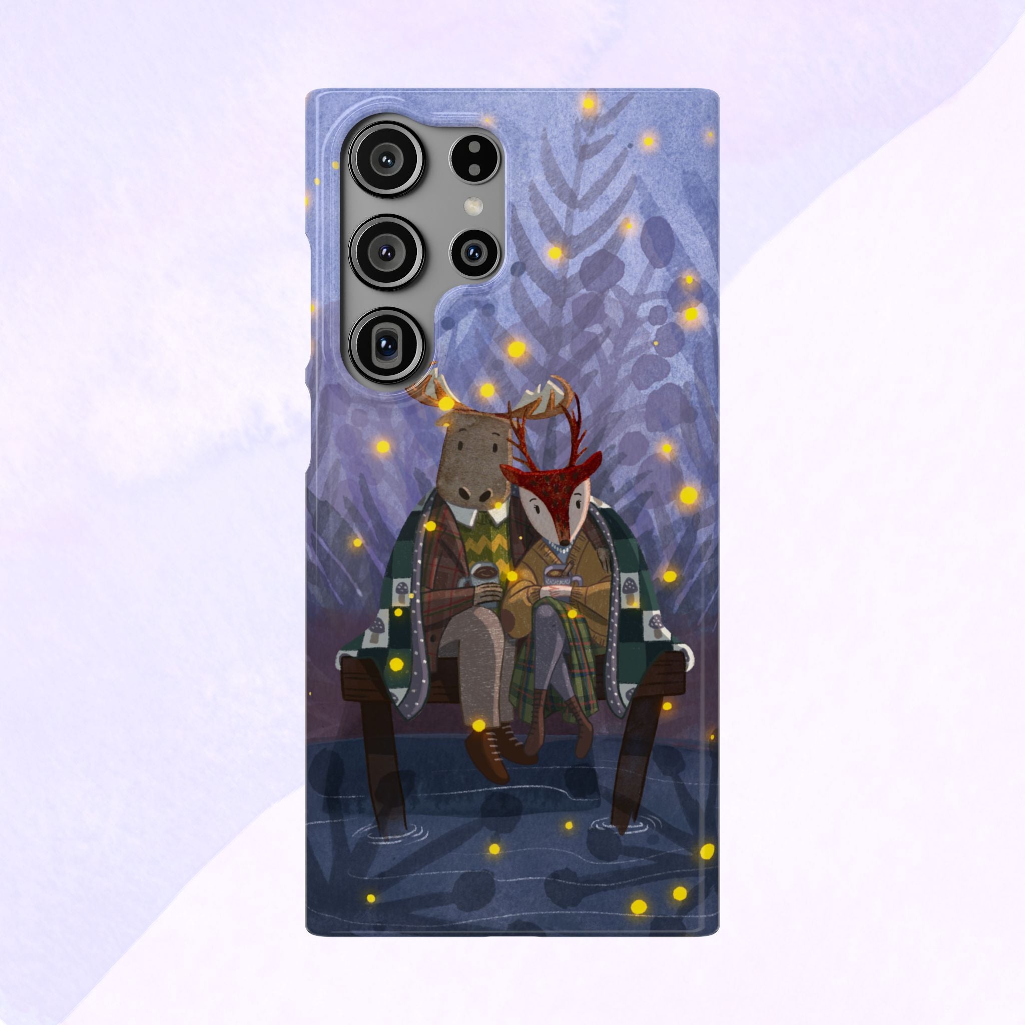 Whimsical Animal Lovers Snap Cases - Cozy Phone Protection, Gift for Nature Lovers, Holiday Decor, Cute Character Design, Animal Couple