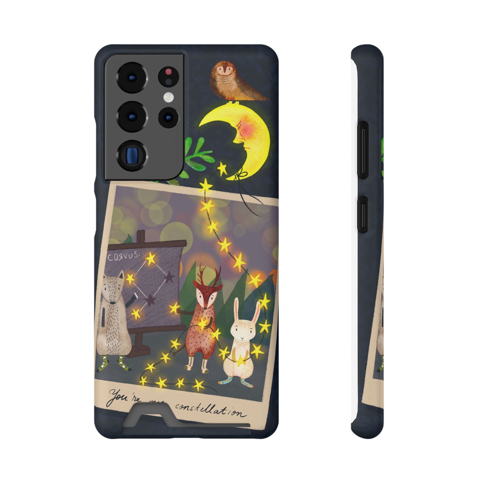Woodland Astronomy Class Phone Case - Whimsical Forest Animals Learning Constellations - Cute iPhone 13/Samsung Case